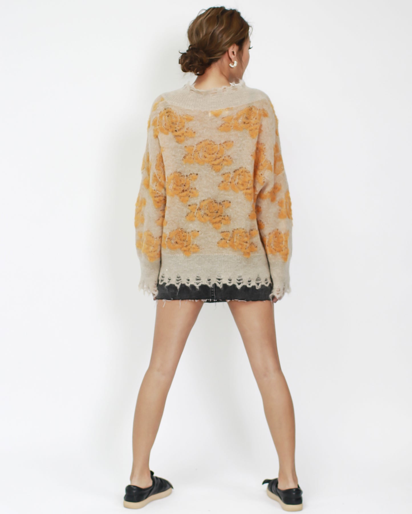 beige with yellow patterned knitted top *pre-order*