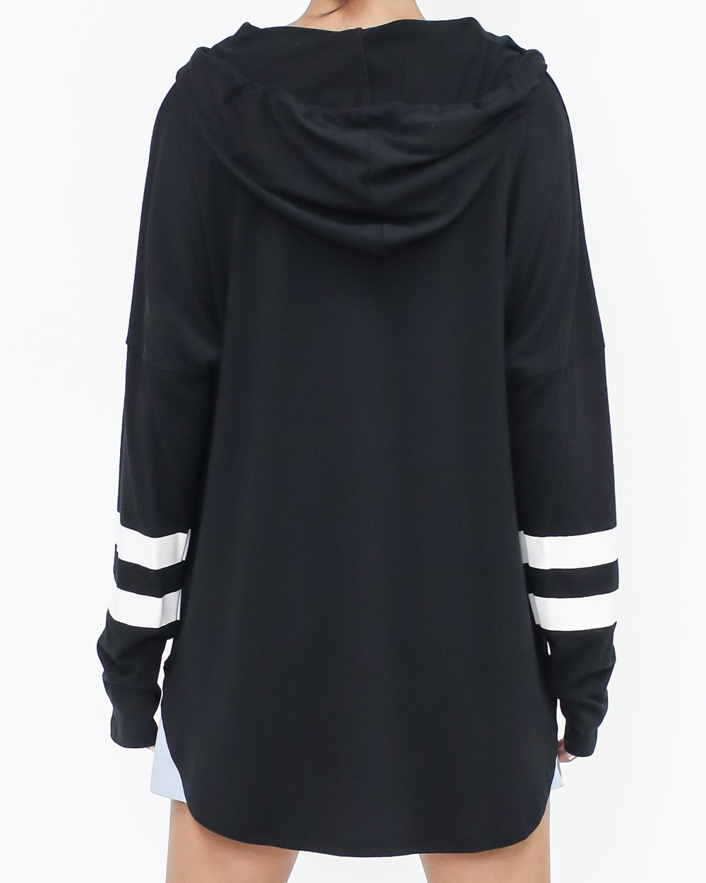 black & ivory stripes hoodie top *pre-order*