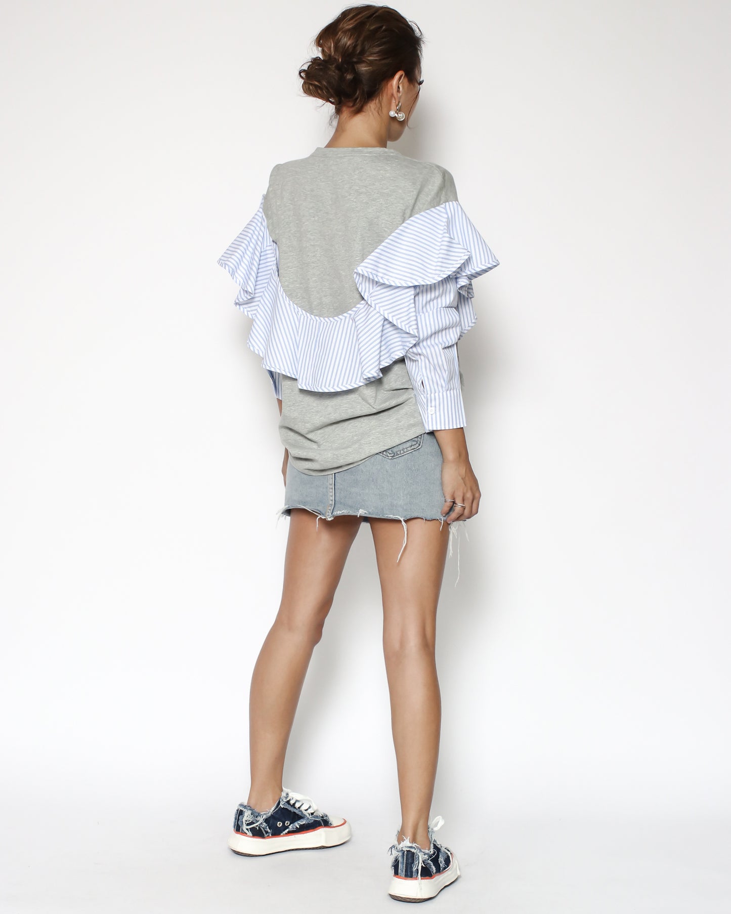 ripped denim chunkcy sneakers - 36