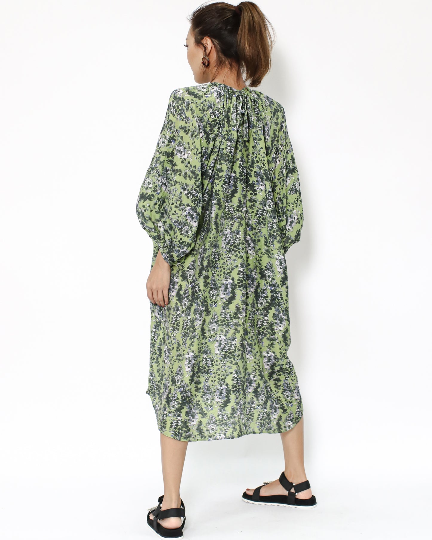 green floral soft shirt longline dress *pre-order*