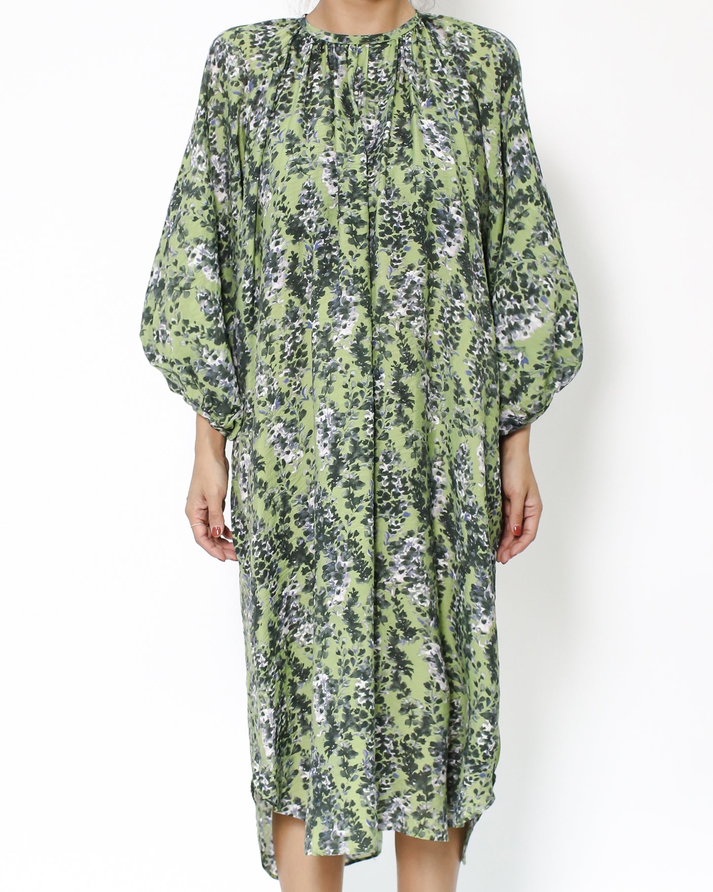 green floral soft shirt longline dress *pre-order*