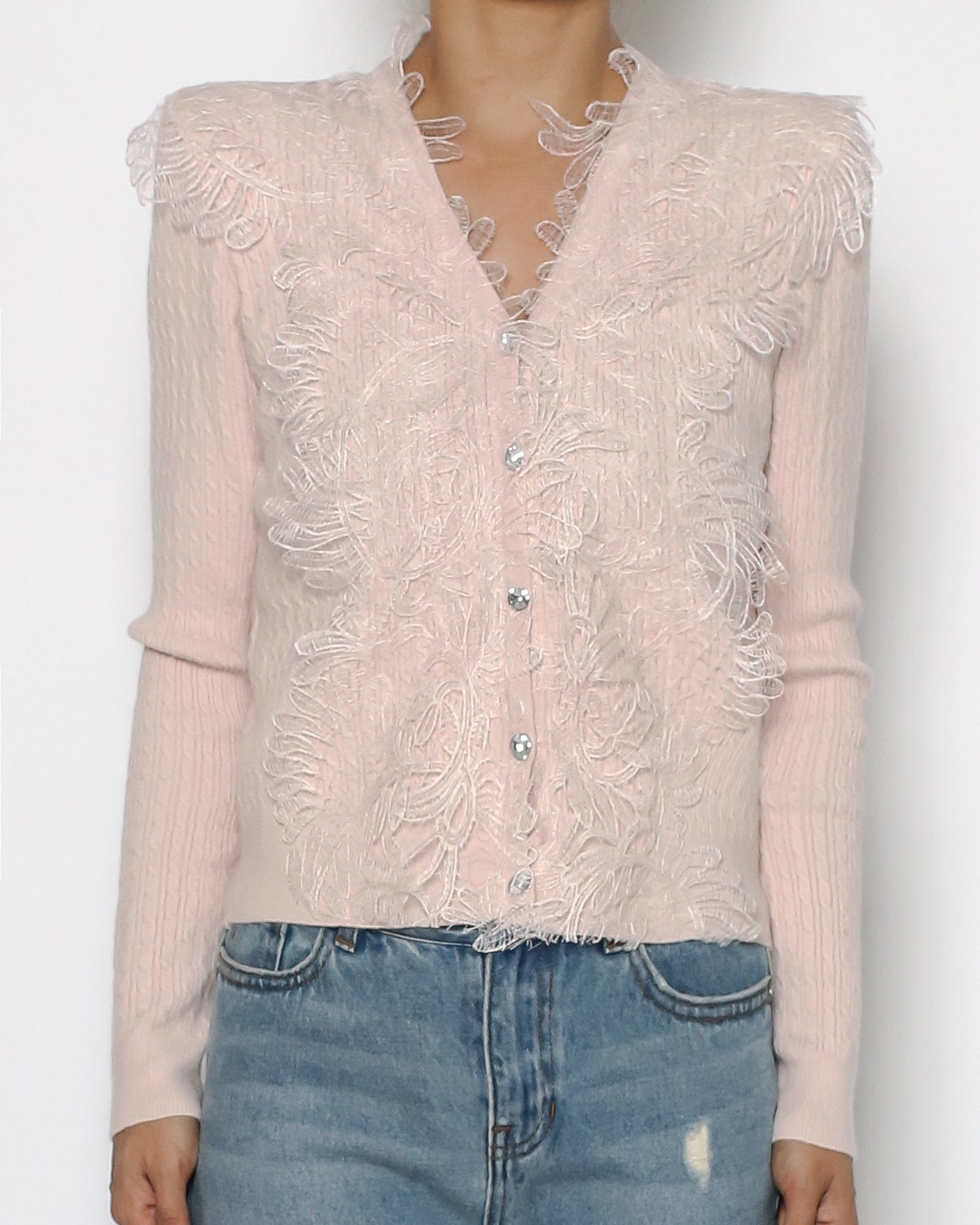 pink lace knitted cardigan *pre-order*
