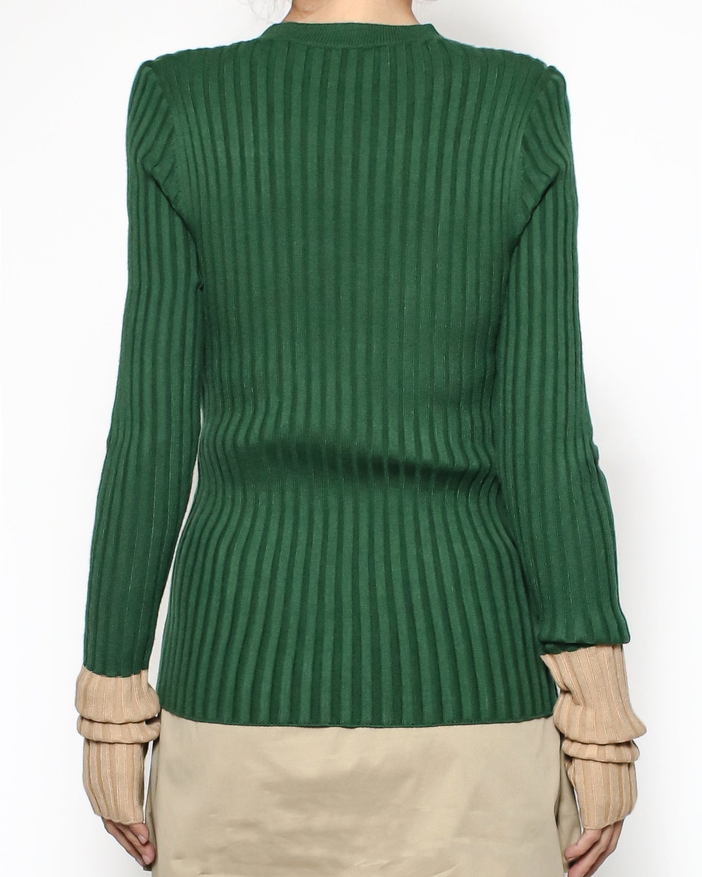 green & beige sleeves knitted top *pre-order*