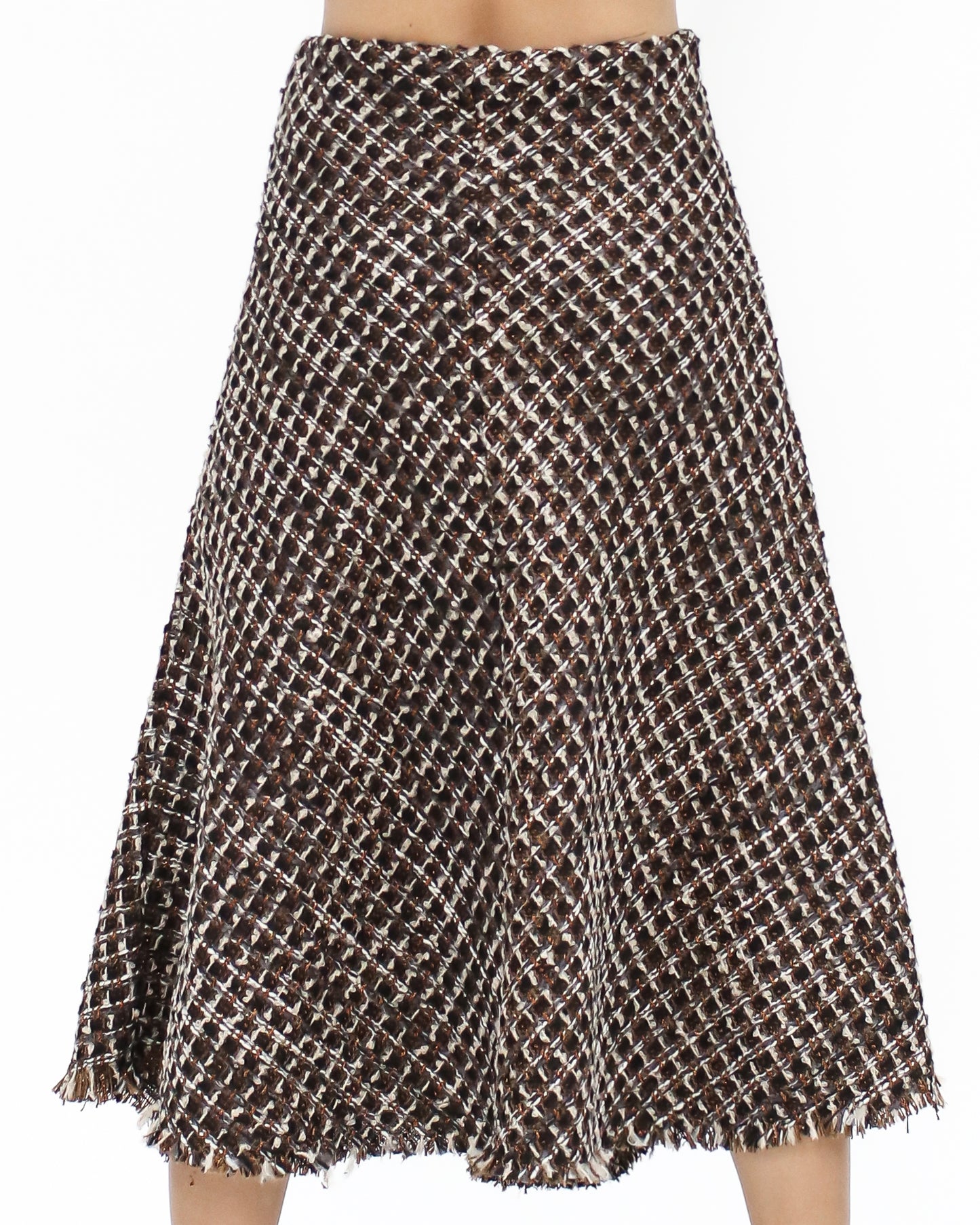 brown tweed flare midi skirt *pre-order*