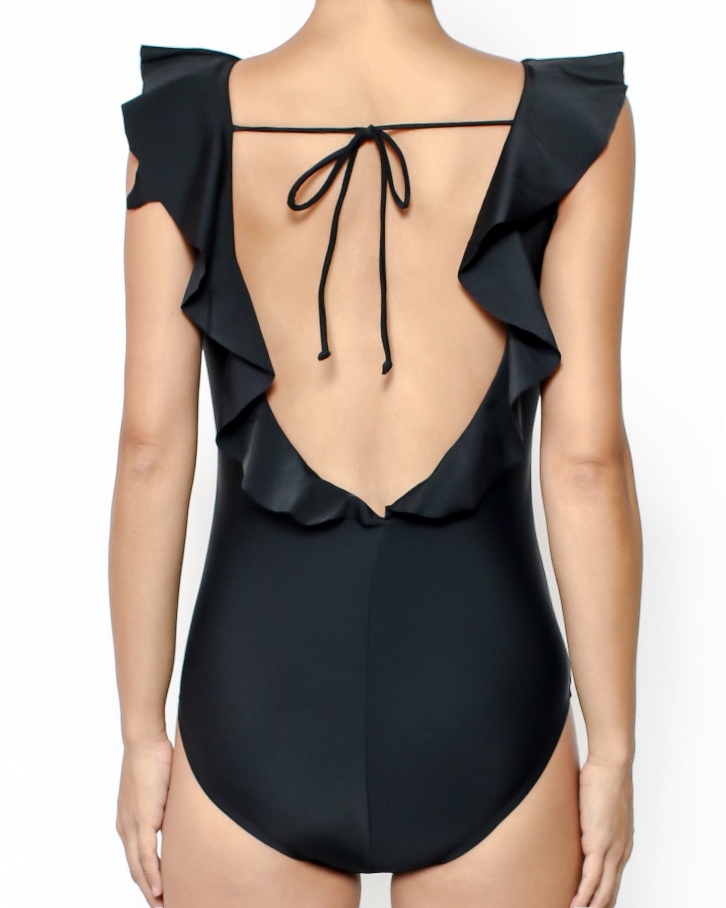 black ruffles one piece swimsuit *pre-order*