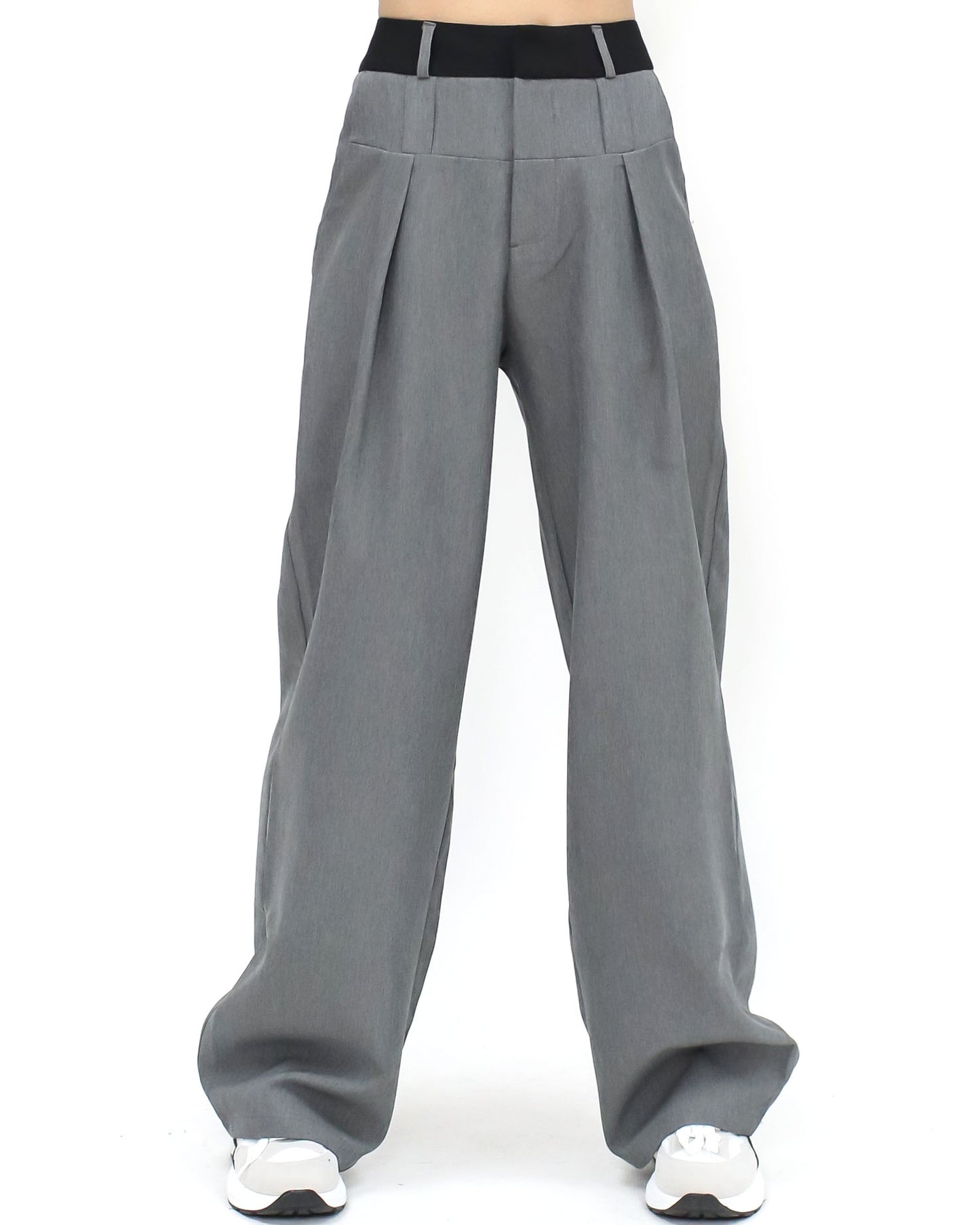 grey & black waist straight pants *pre-order*