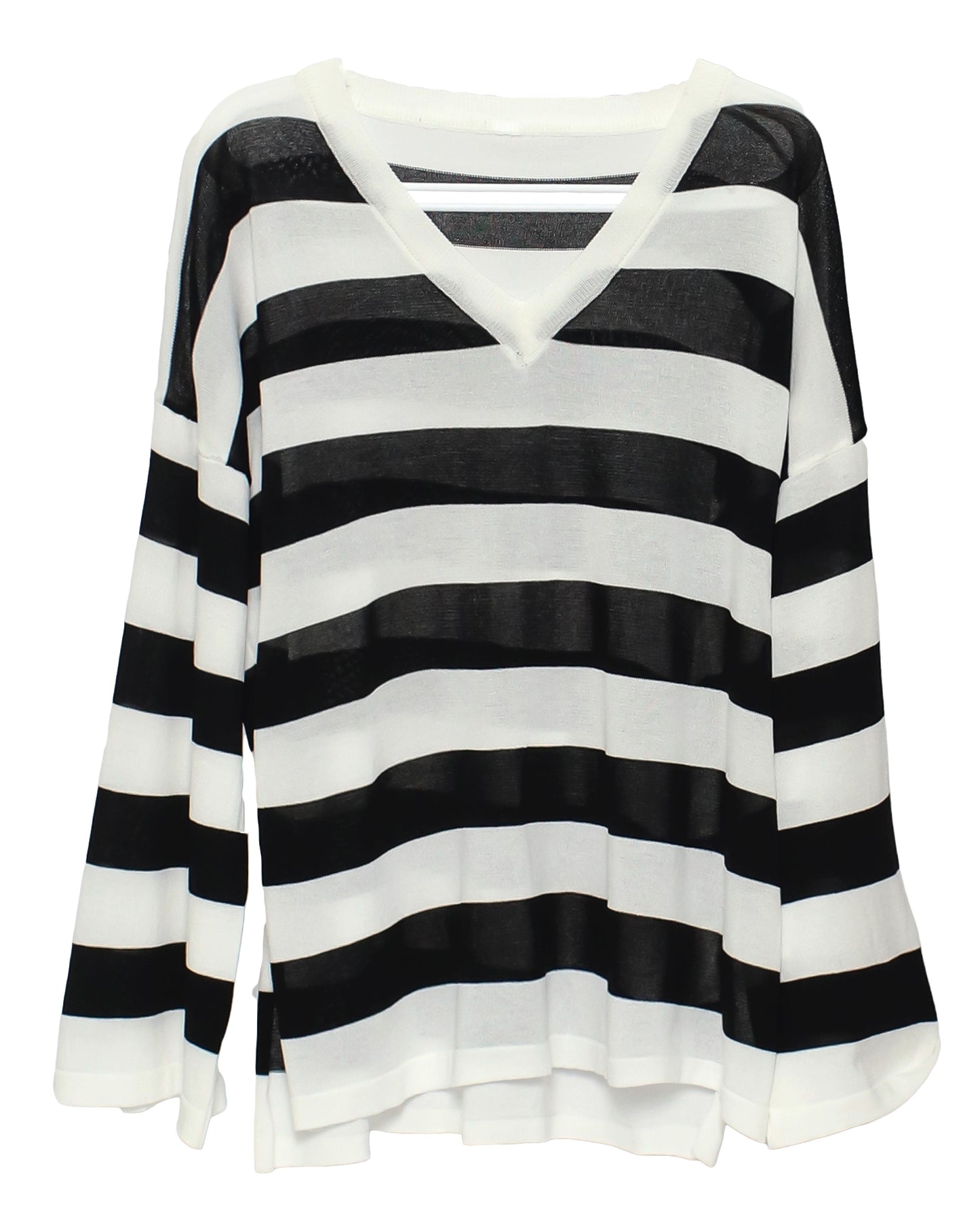 black & ivory stripes knitted cover up top *pre-order*