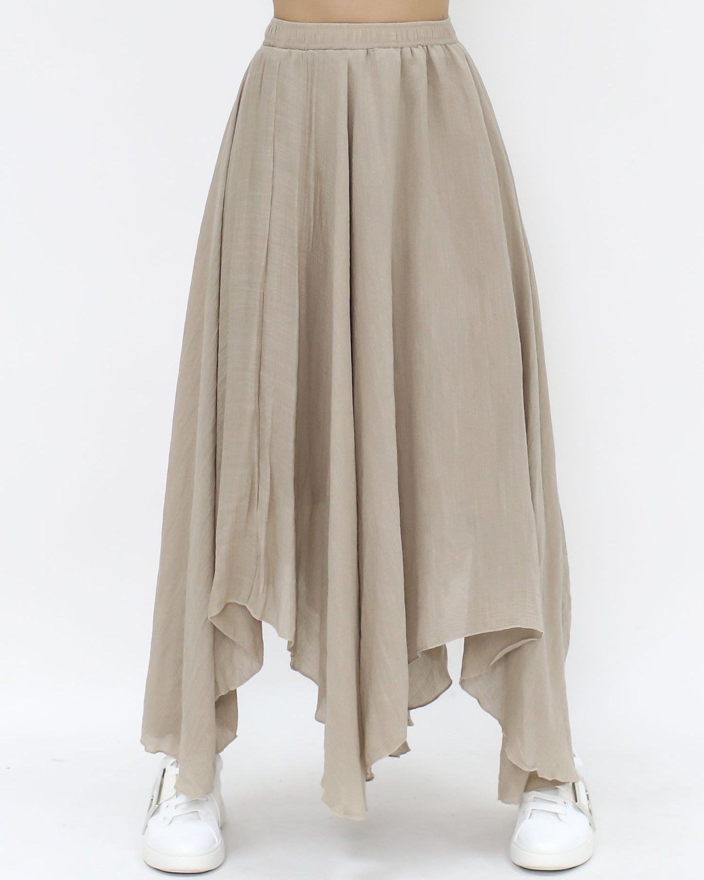 beige linen cotton asymmetric skirt *pre-order*