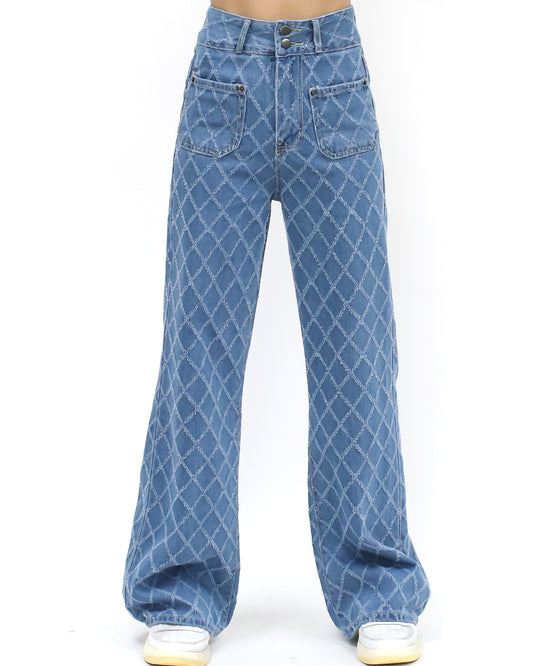 denim rhombus straight jeans *pre-order*