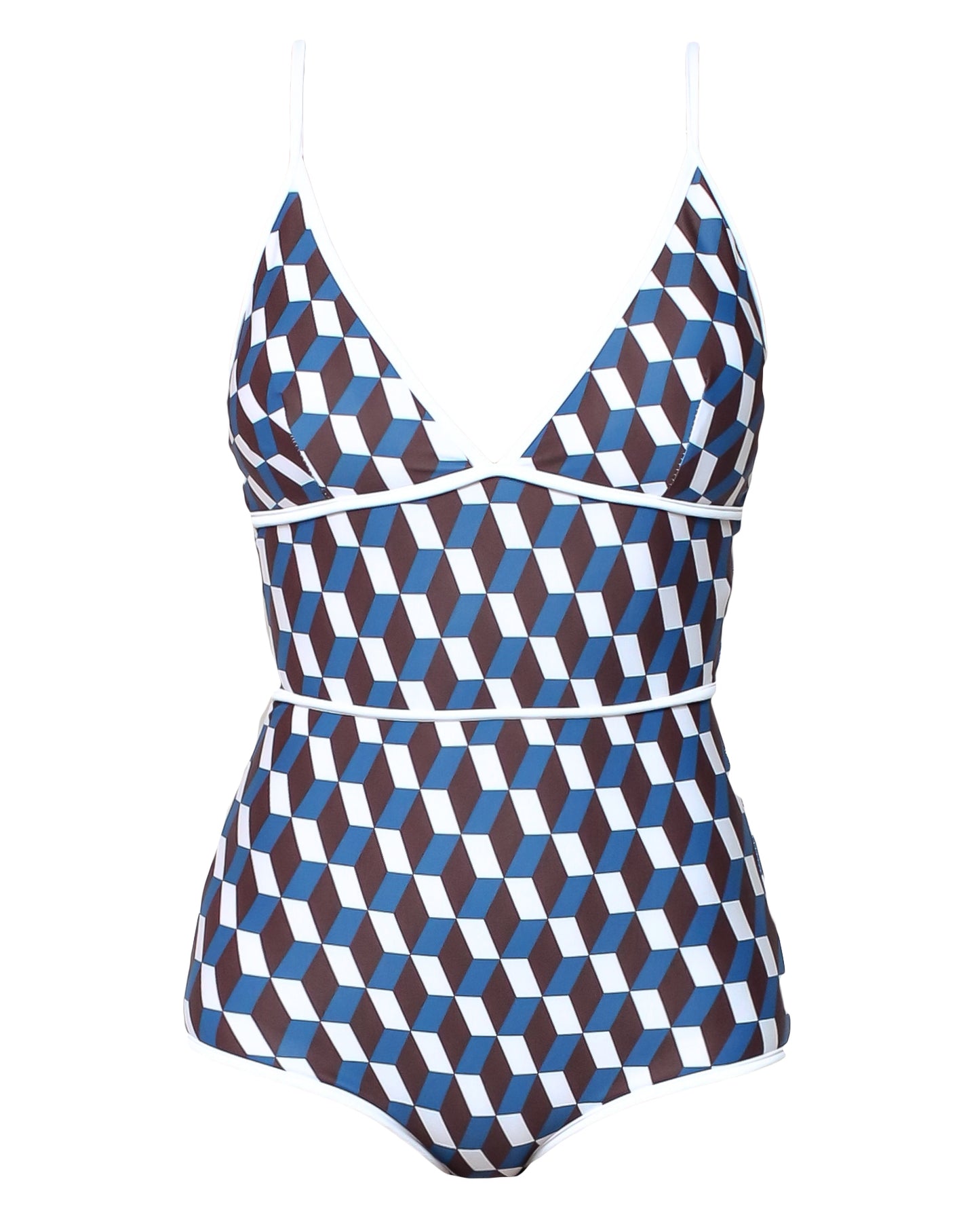 blue geo printed one piece swimsuit *pre-order*