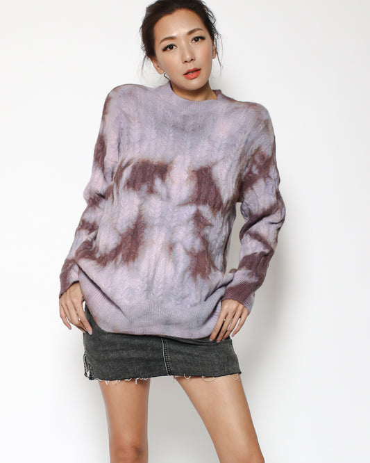 purple tie-dye knitted top *pre-order*