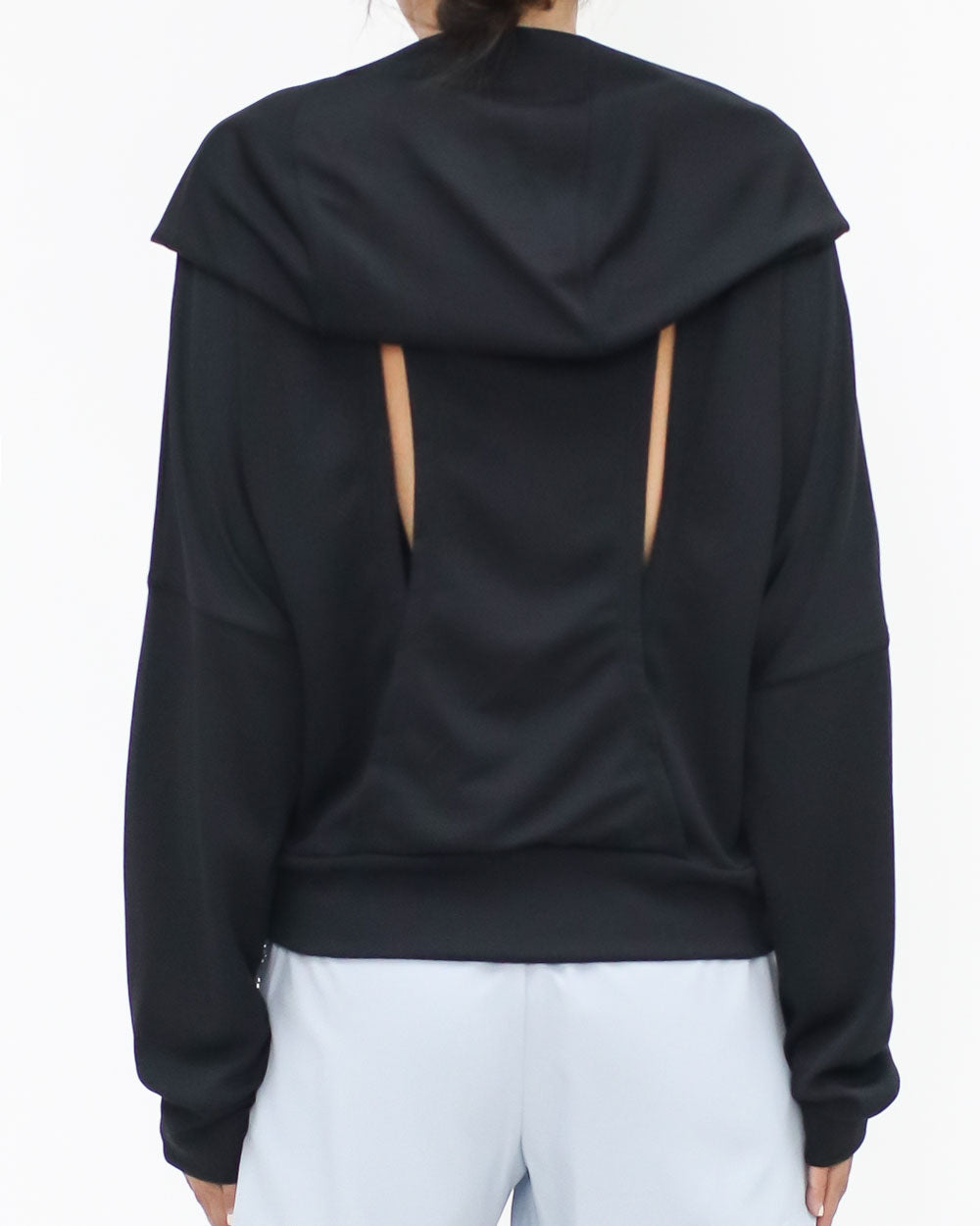 black cutout back hoodie sports top *pre-order*