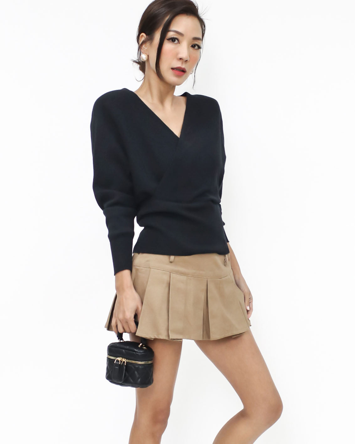 black wrap knitted top *pre-order*