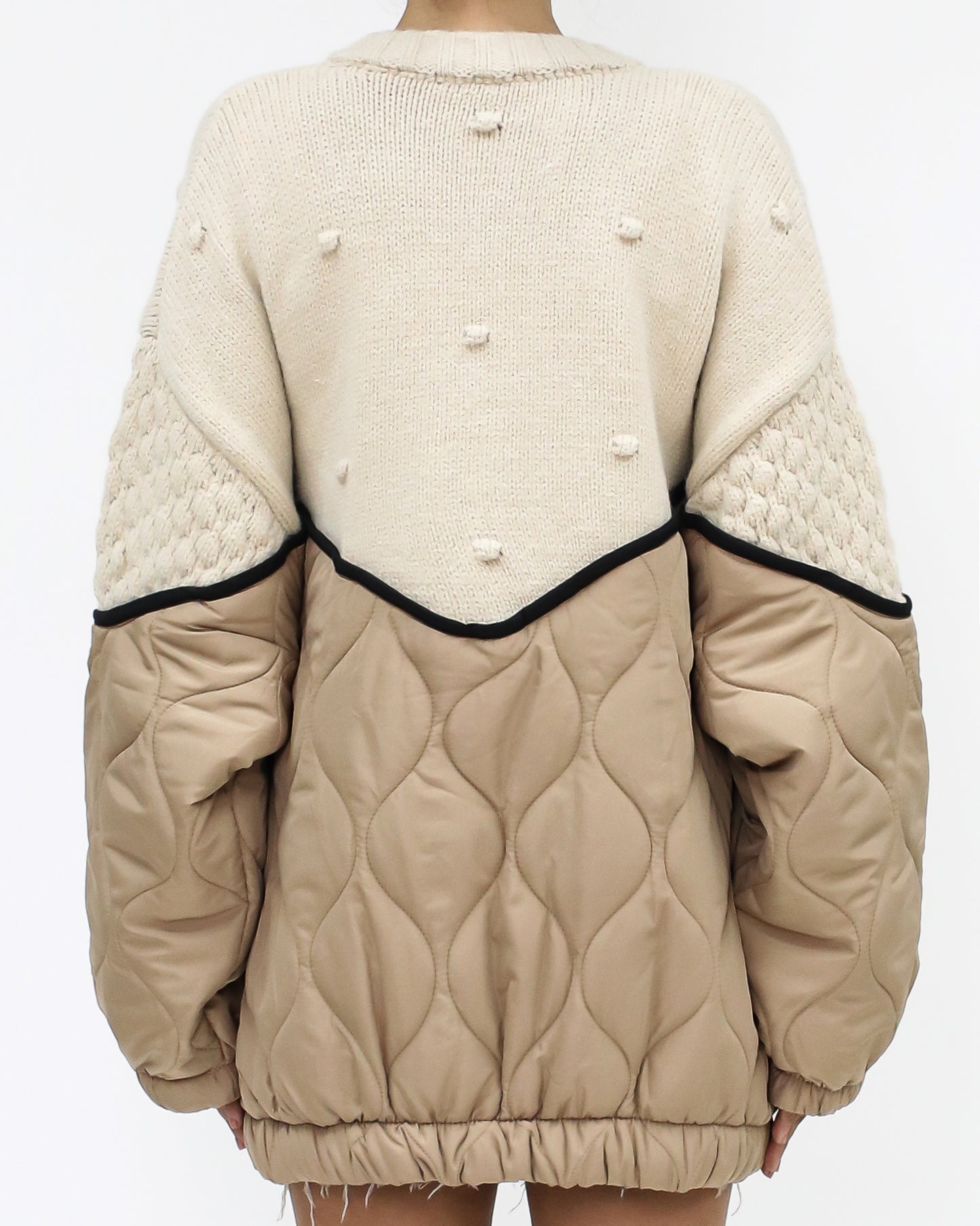 ivory knitted & beige bomber jacket *pre-order*