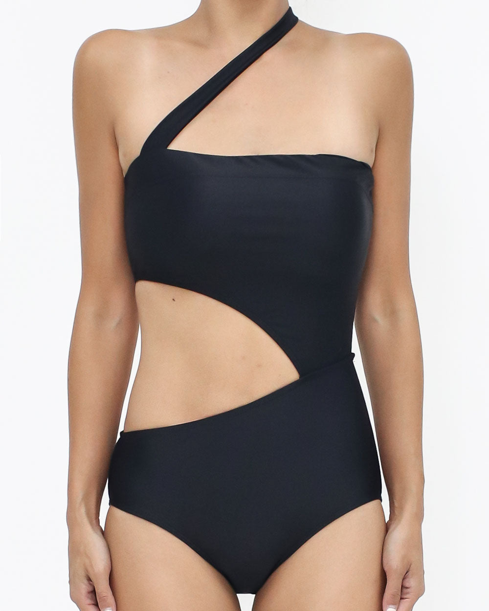 black strappy cross neck piece swimwear *pre-order*