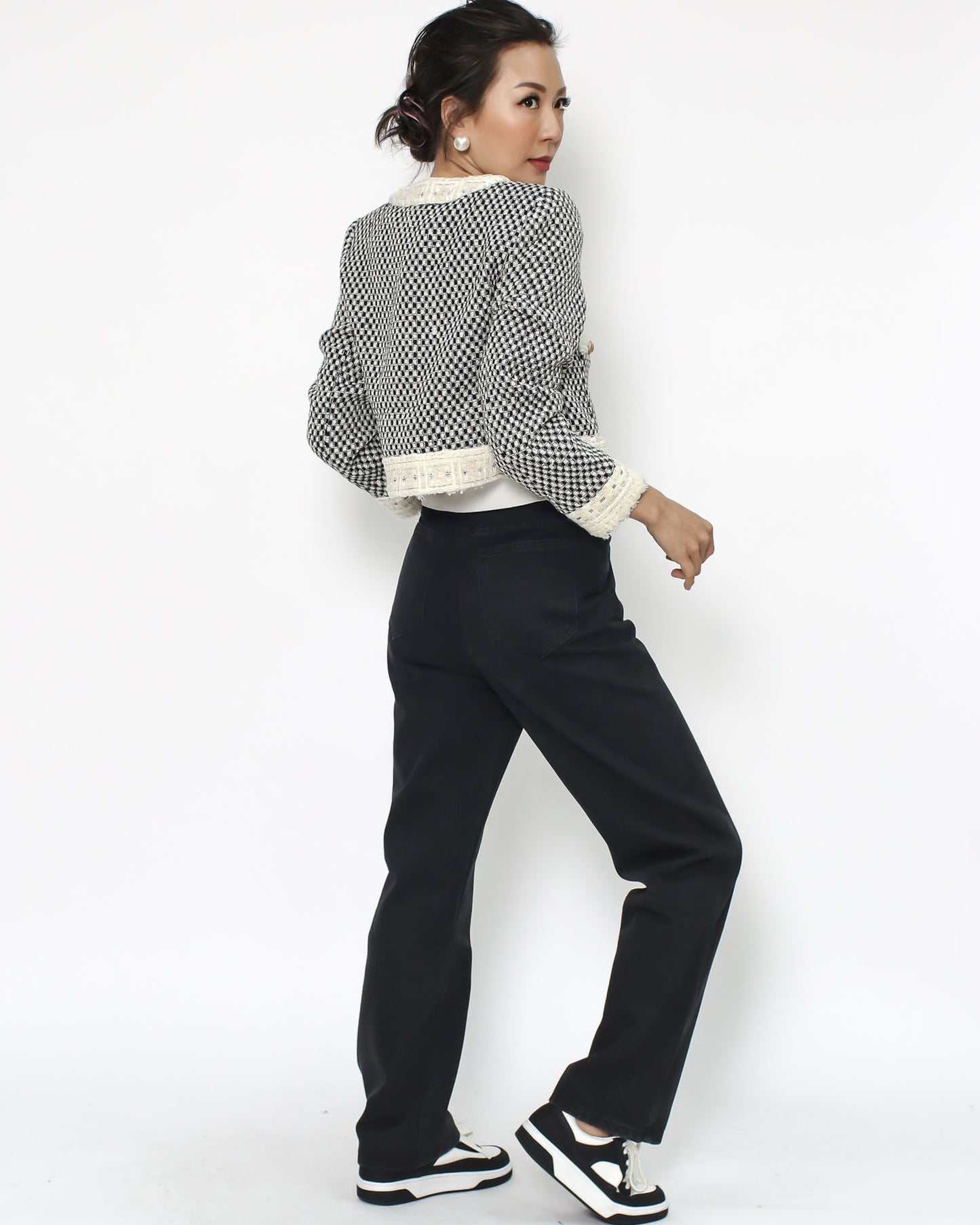 black & ivory tweed cropped jacket *pre-order*