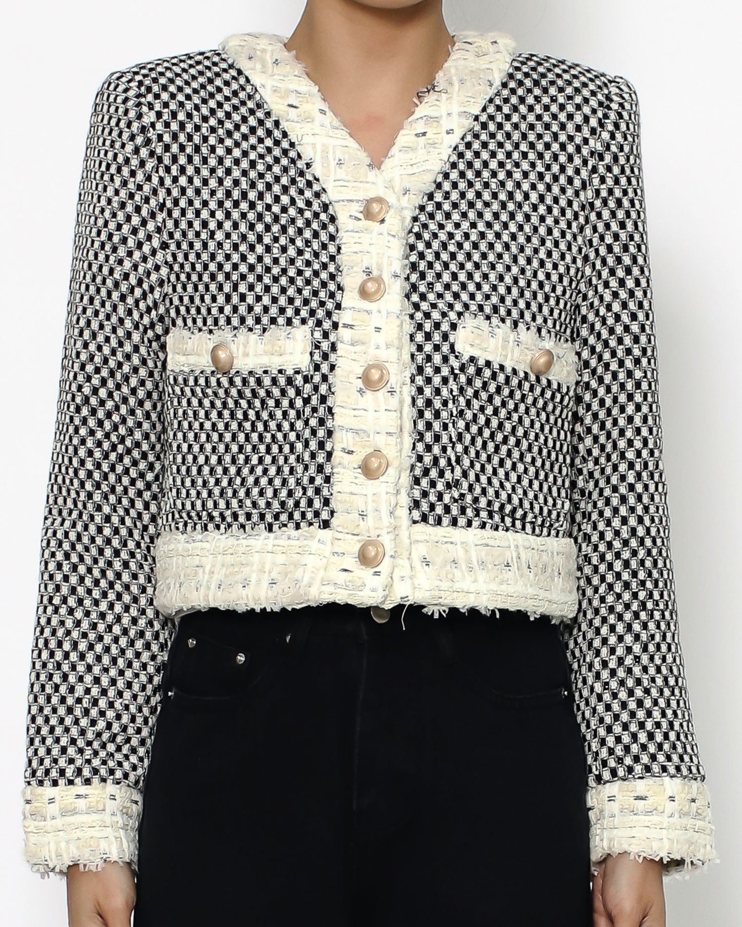 black & ivory tweed cropped jacket *pre-order*