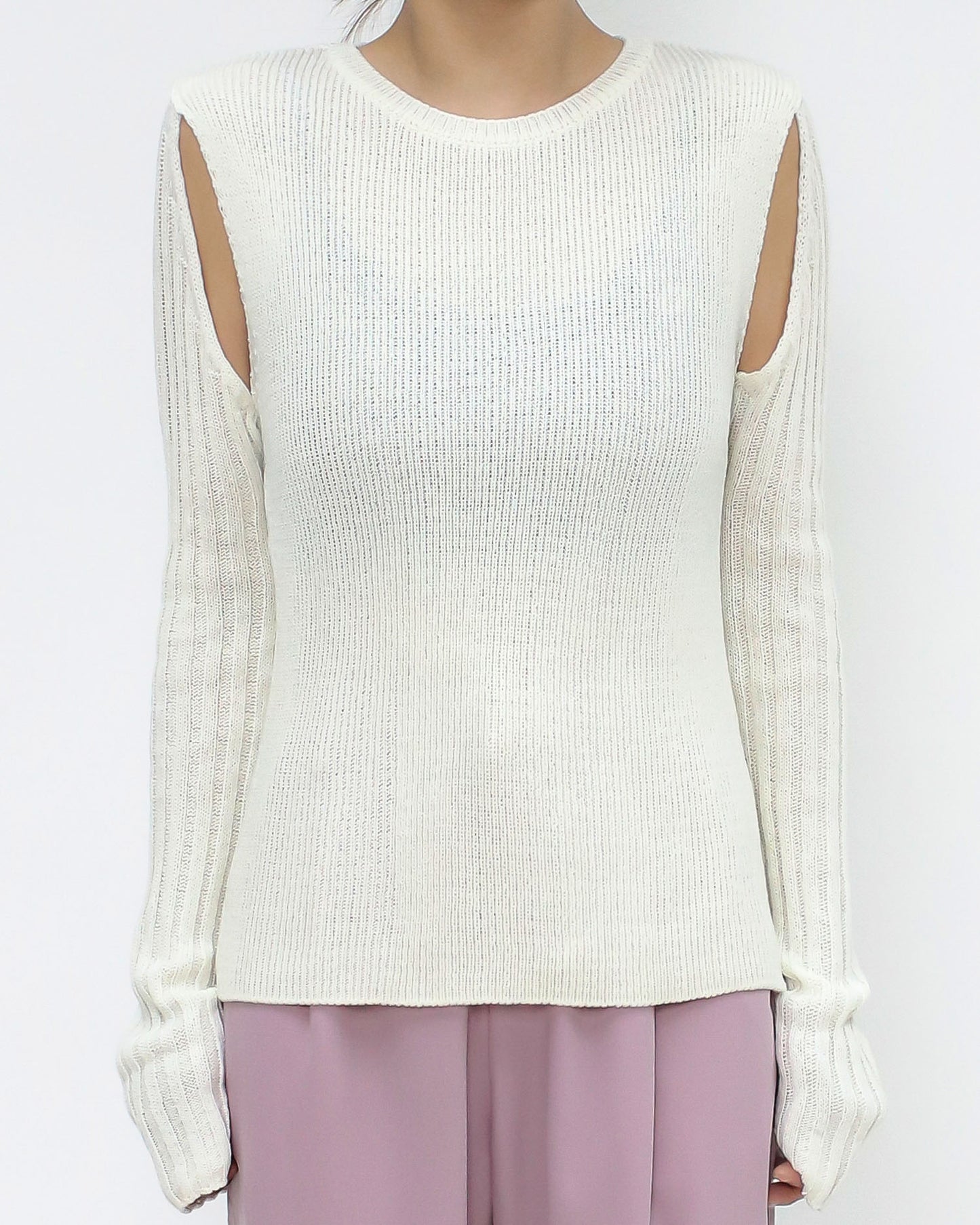 ivory knitted cutout top