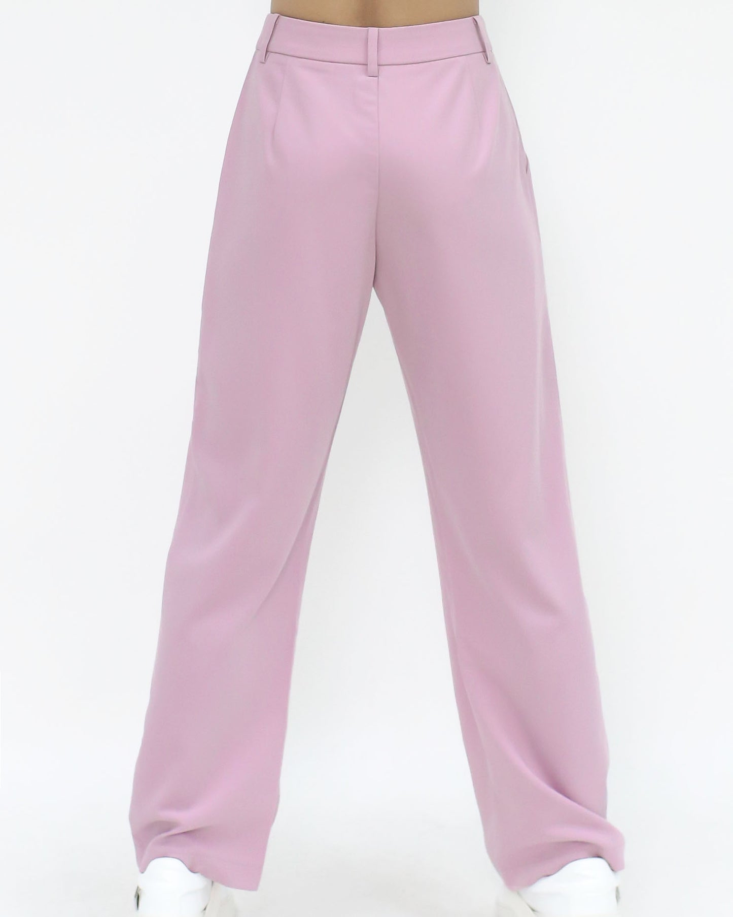 pink chiffon straight cropped pants *pre-order*