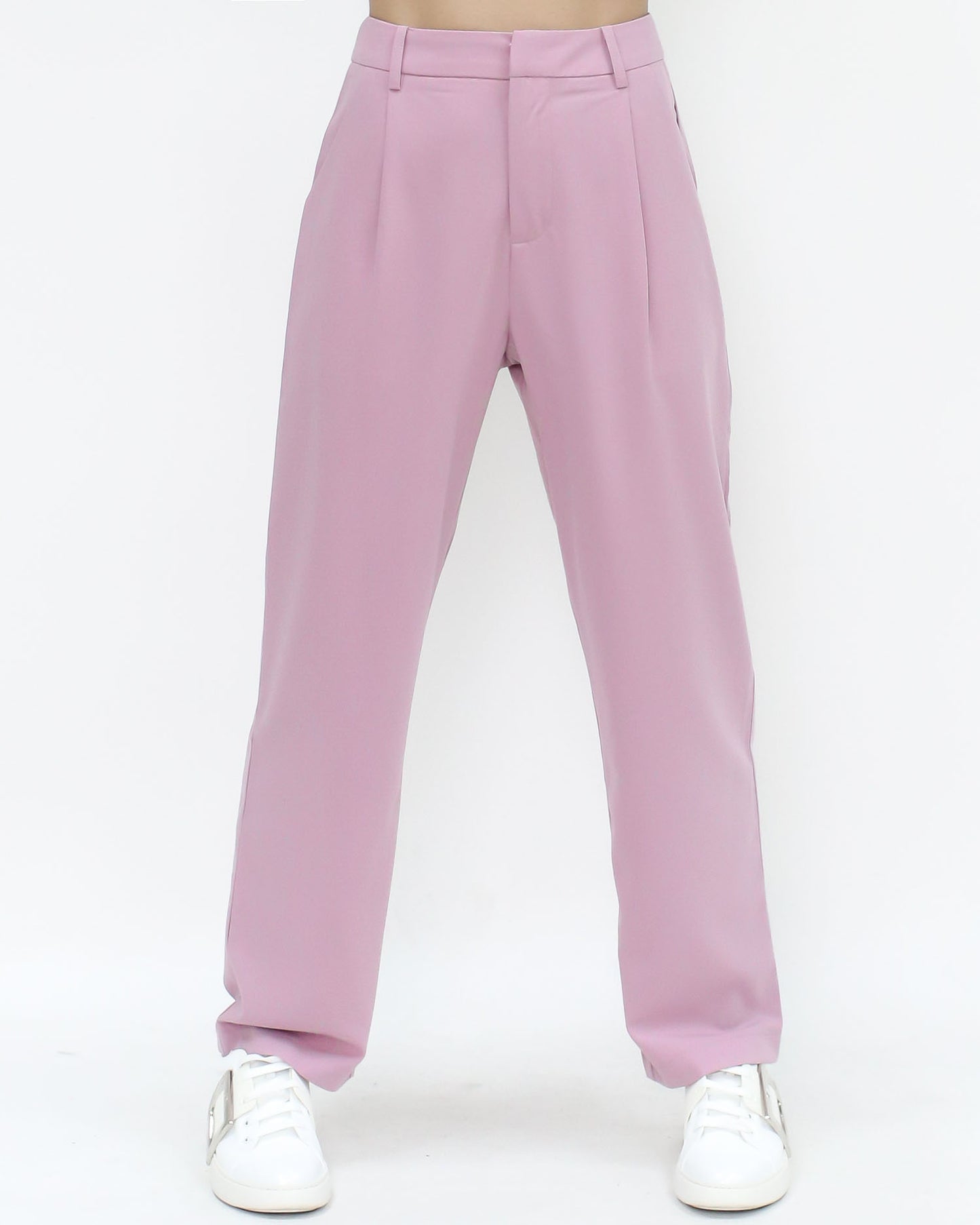 pink chiffon straight cropped pants *pre-order*