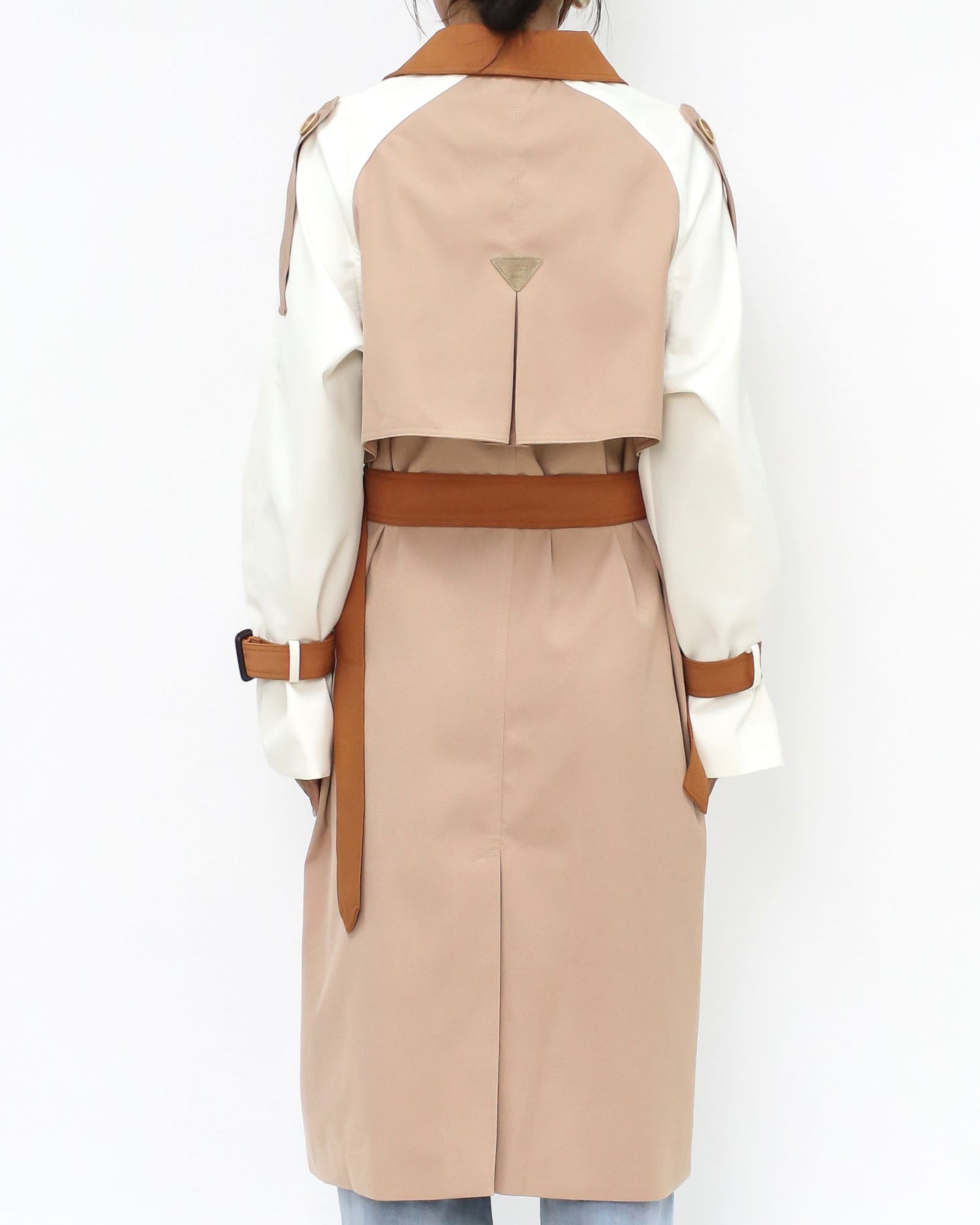nude brown & ivory longline jacket w/ belt *pre-order*