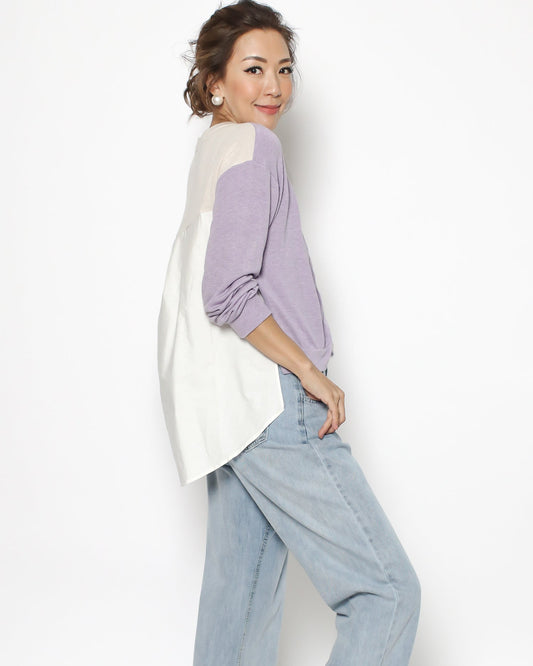lilac fine knitted & shirt top *pre-order*
