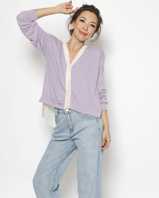 lilac fine knitted & shirt top *pre-order*