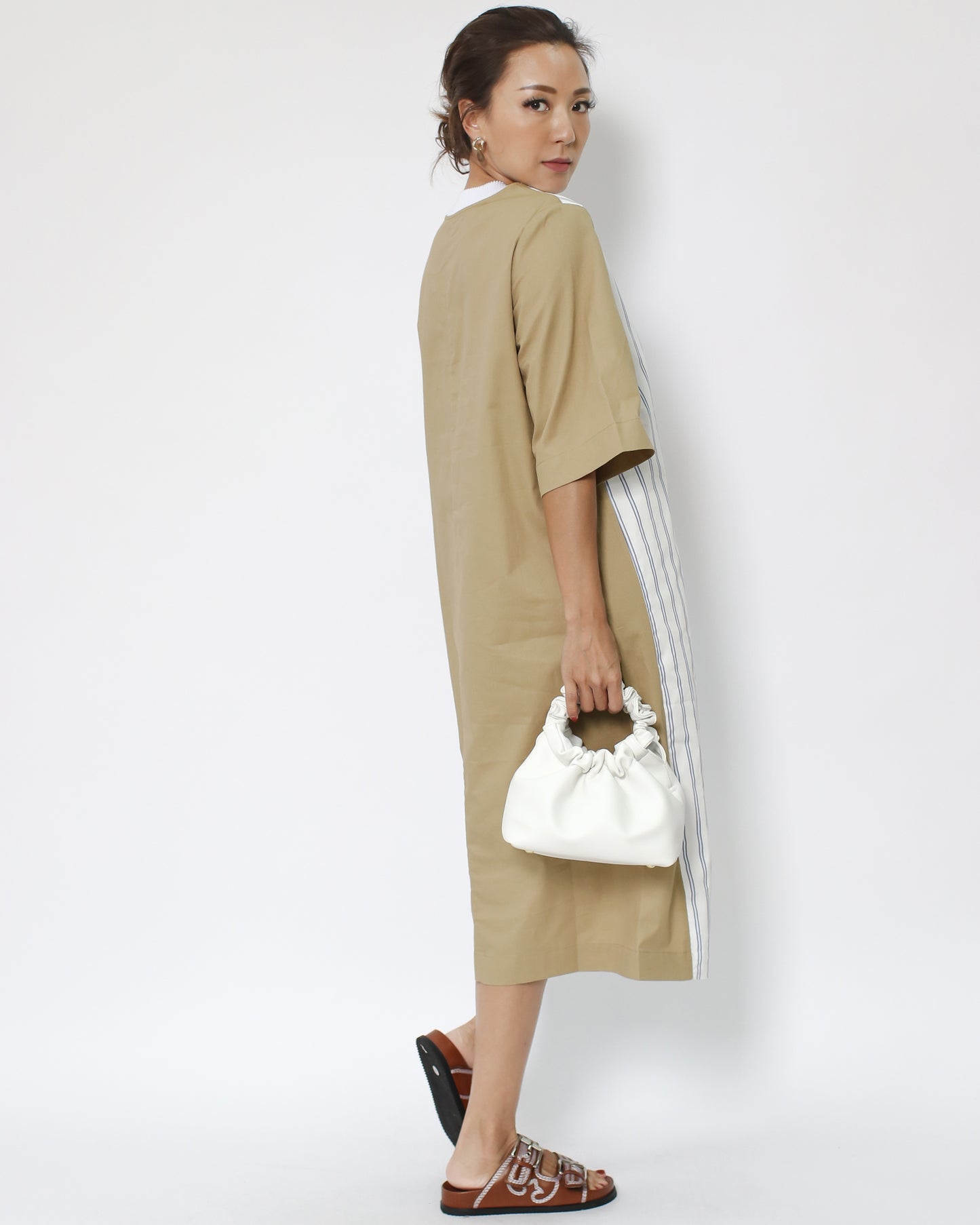 white leather ruched handles bag *pre-order*