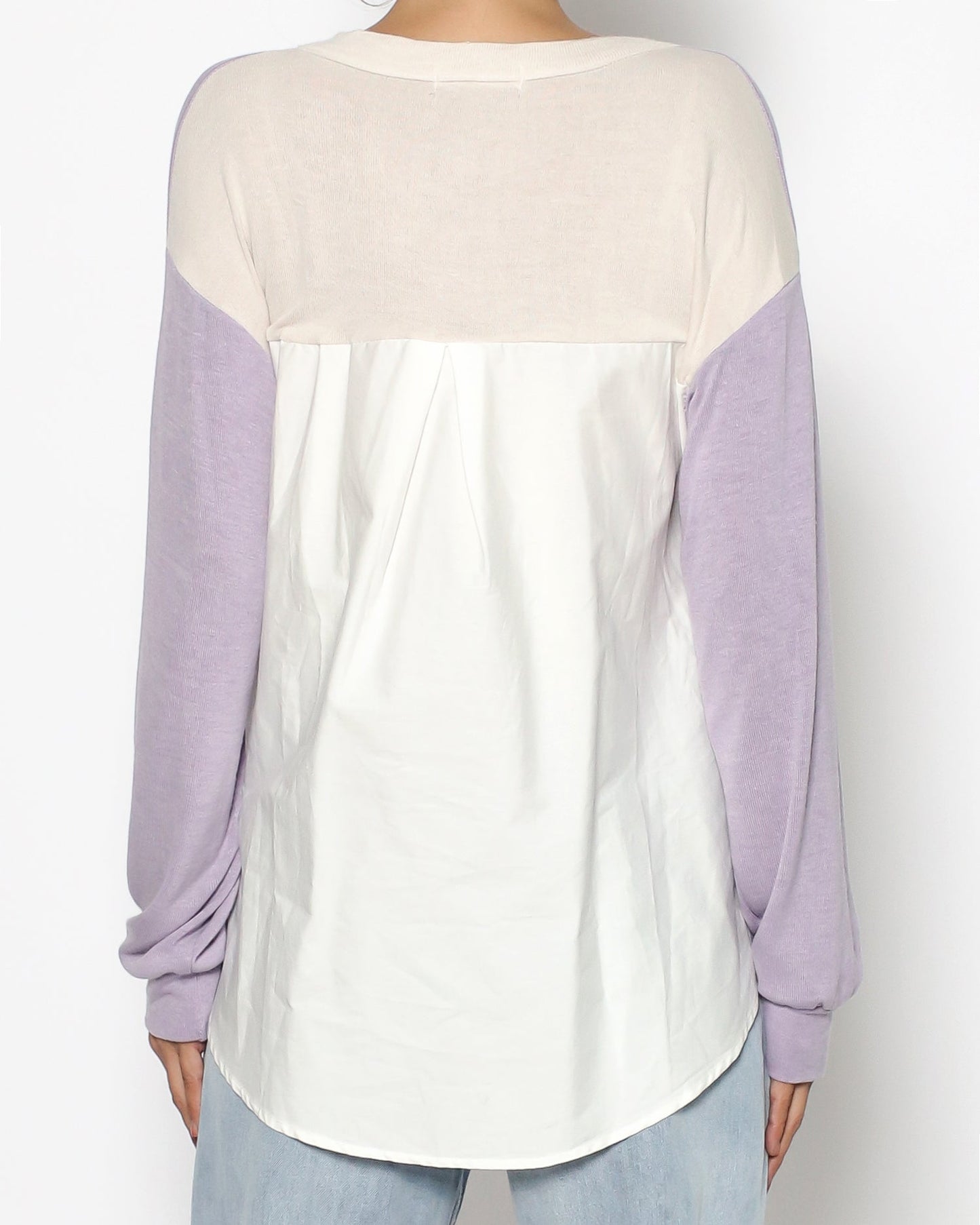 淡紫色細針織和襯衫上衣 *預購*