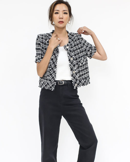 black & ivory tweed cropped jacket *pre-order*