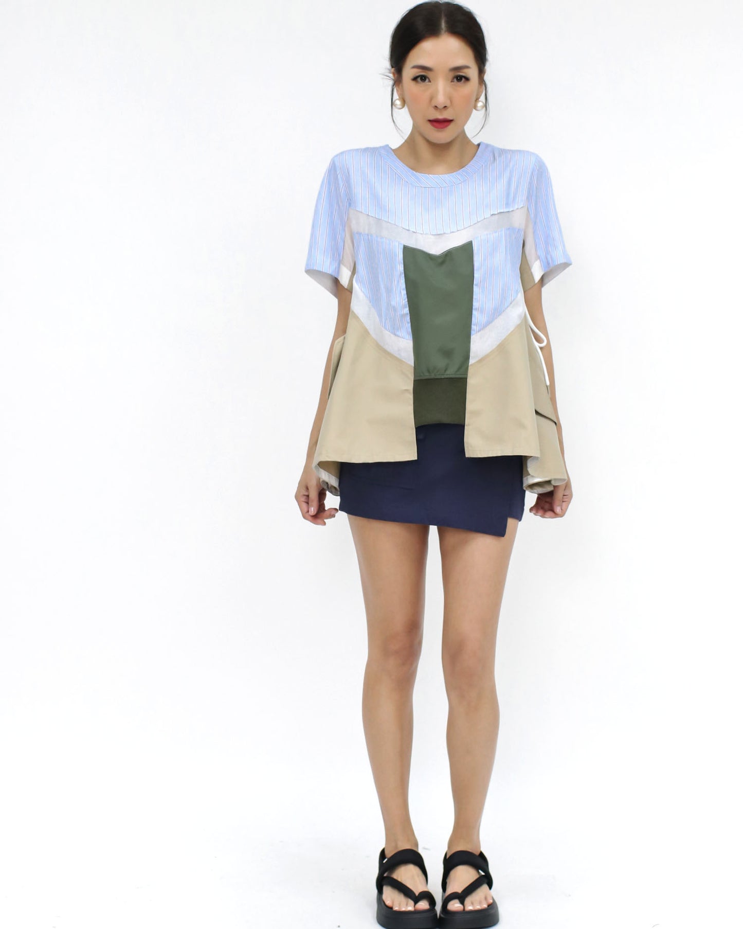 navy asymmetric hem mini skort *pre-order*