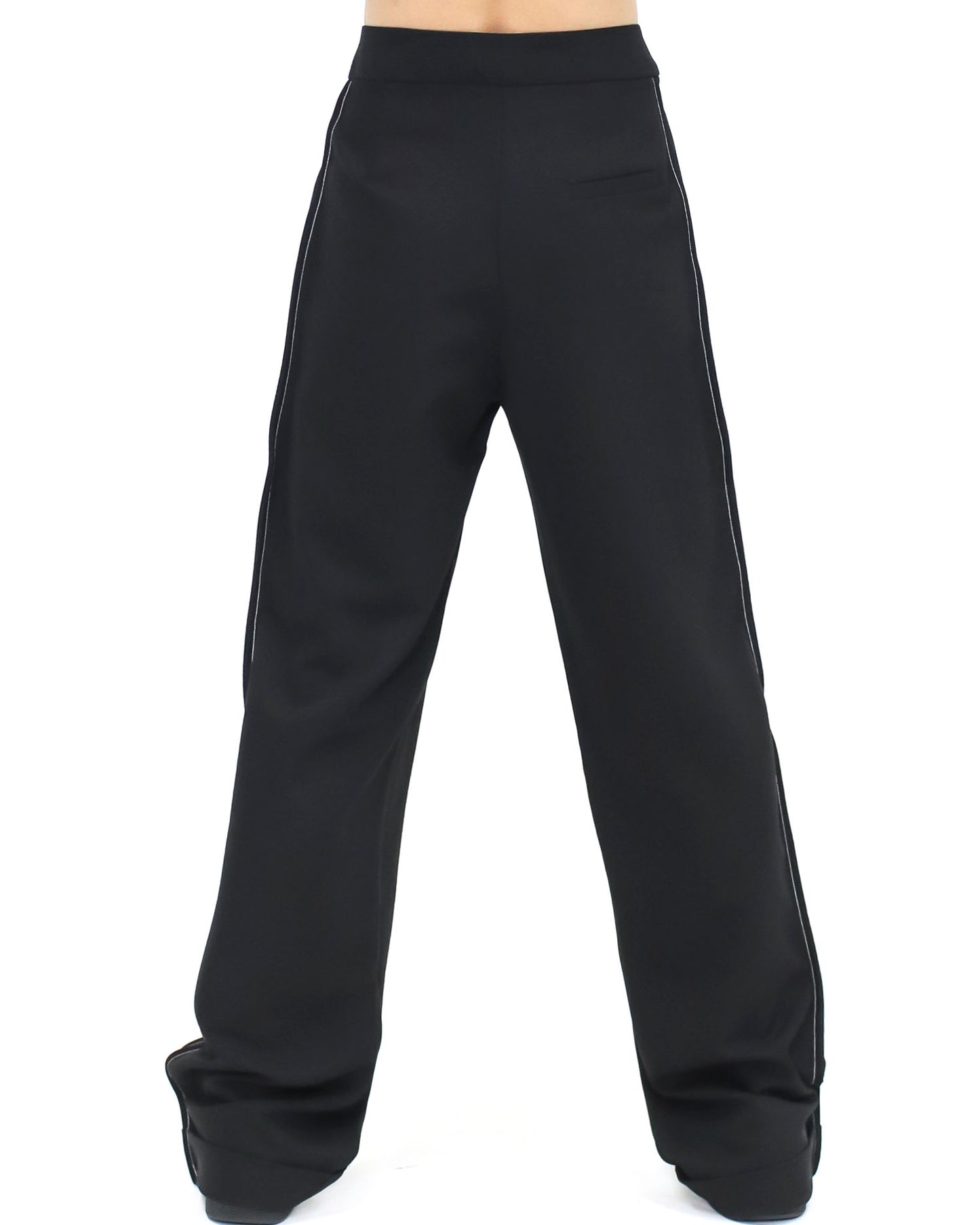 black w/ ivory trim button side straight pants - S