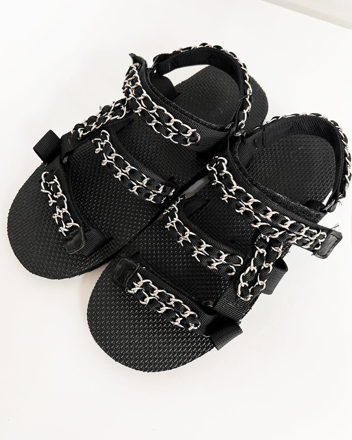 black silver chain strappy sandals *pre-order*