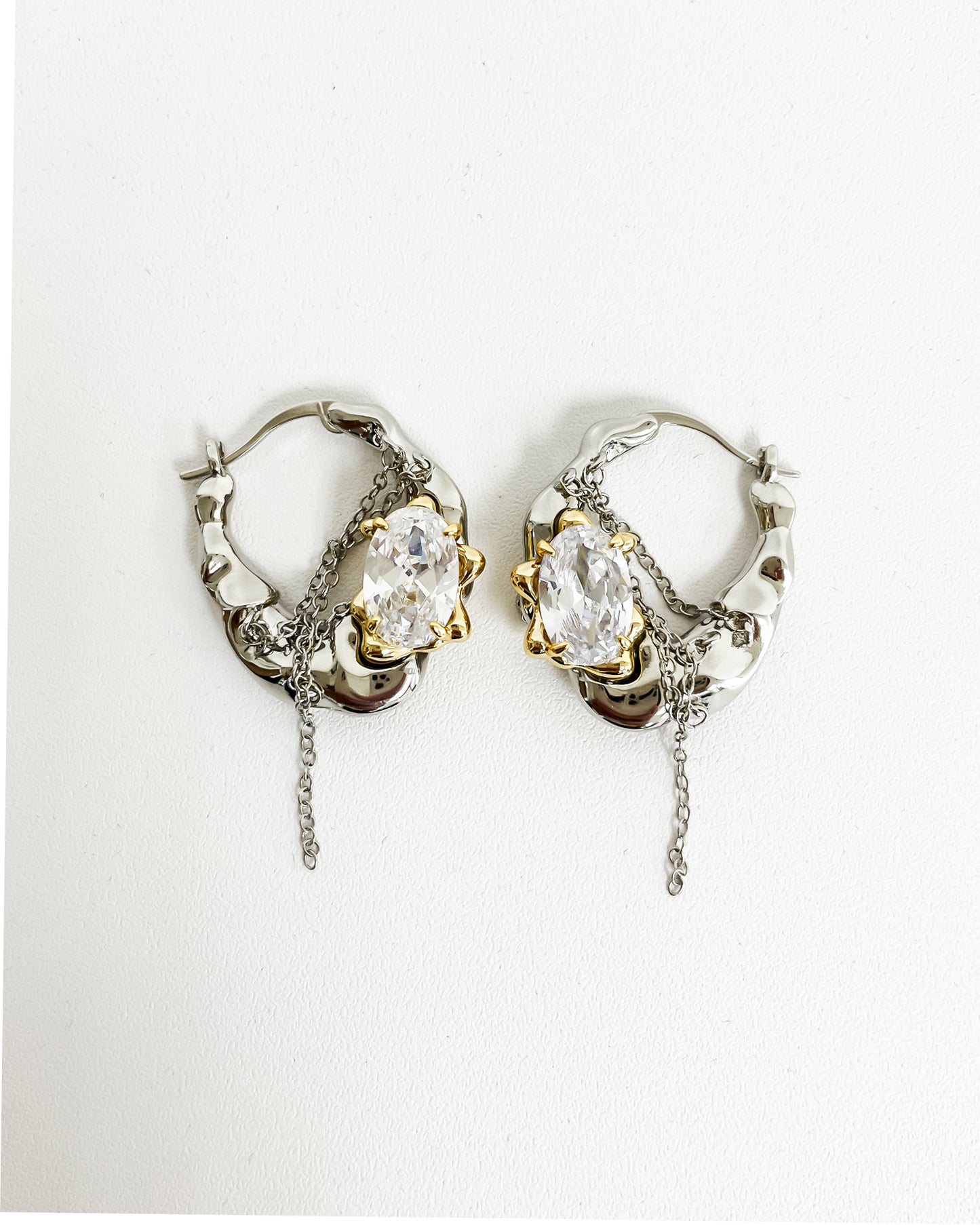 silver diamond chains earrings *pre-order*