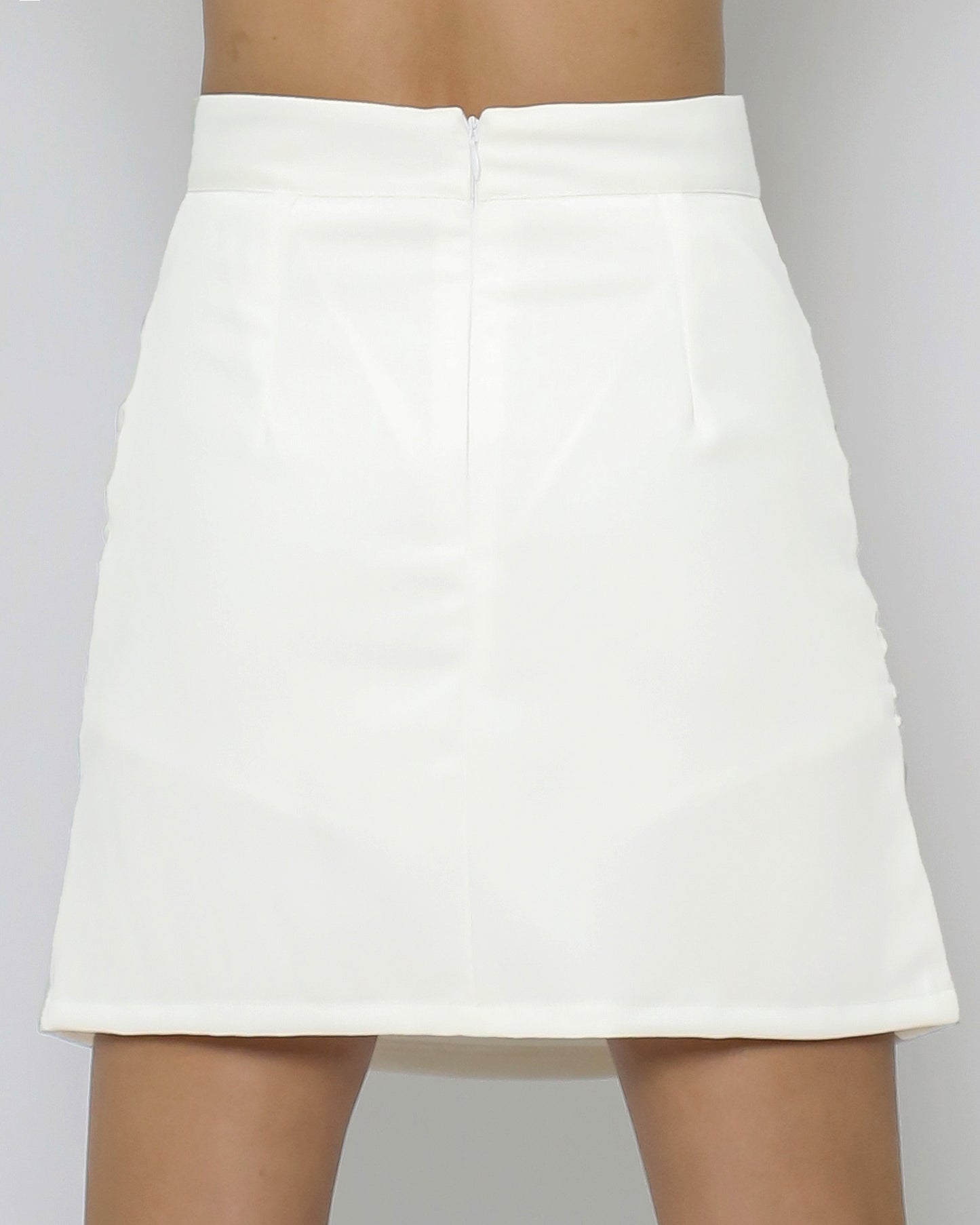 ivory ruched splits front skort