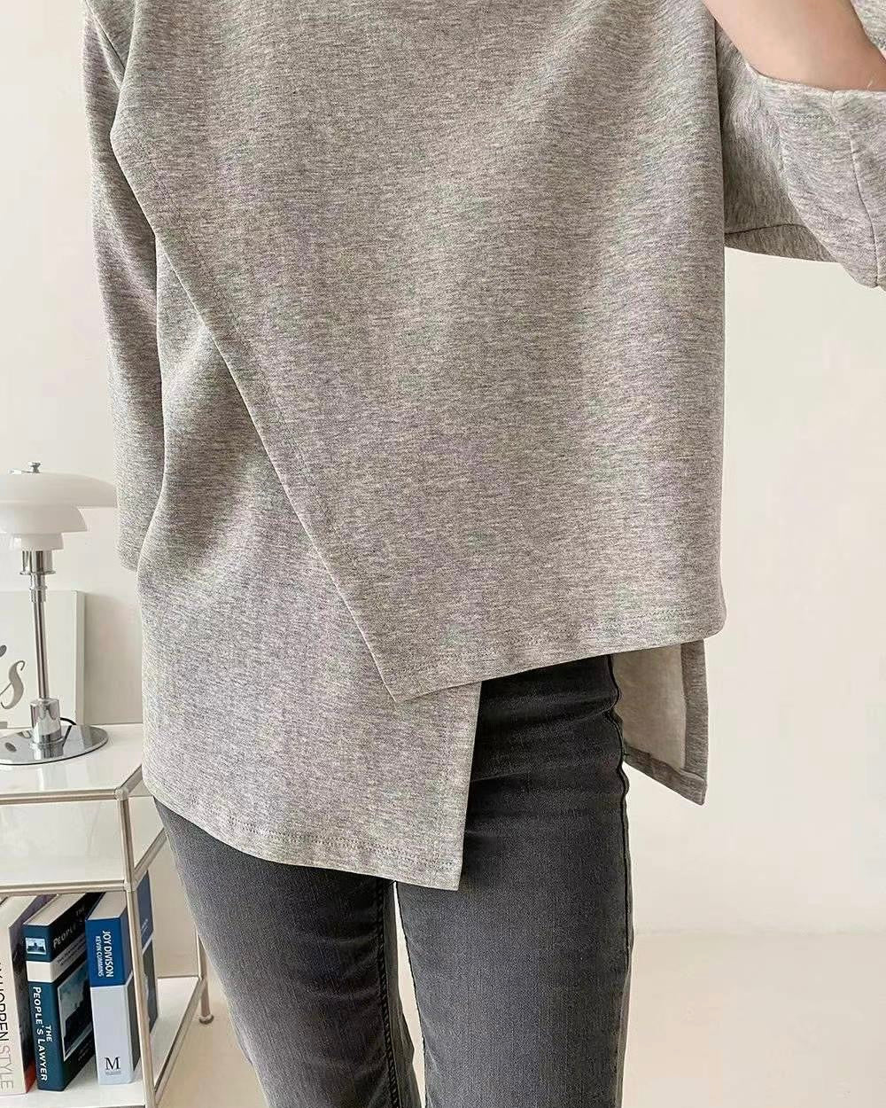 grey asymmetric hem sweatshirt *pre-order*
