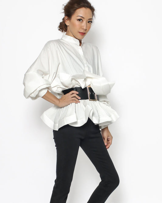 ivory pleats waist shirt *pre-order*