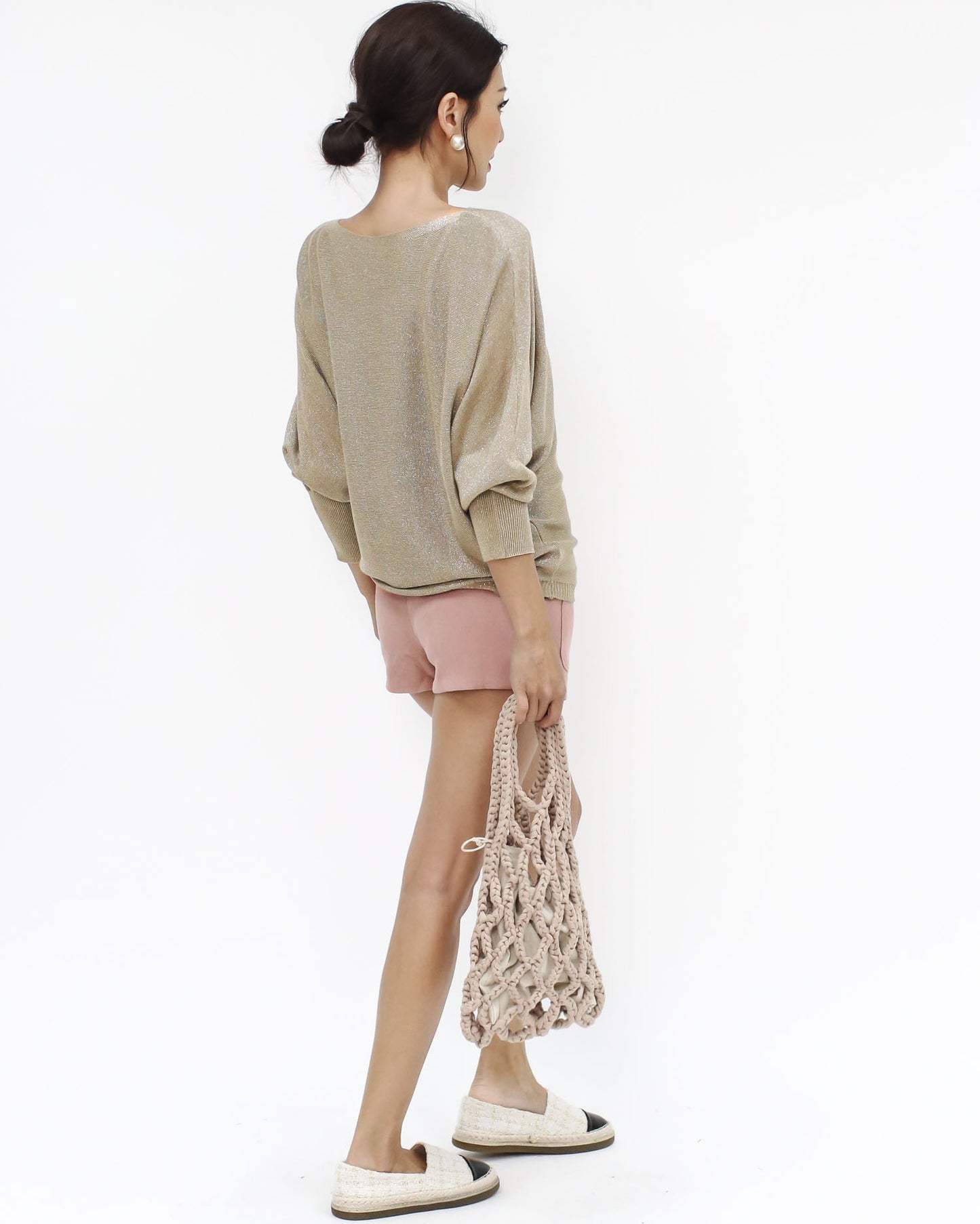 beige luxe batwing fine knitted top *pre-order*