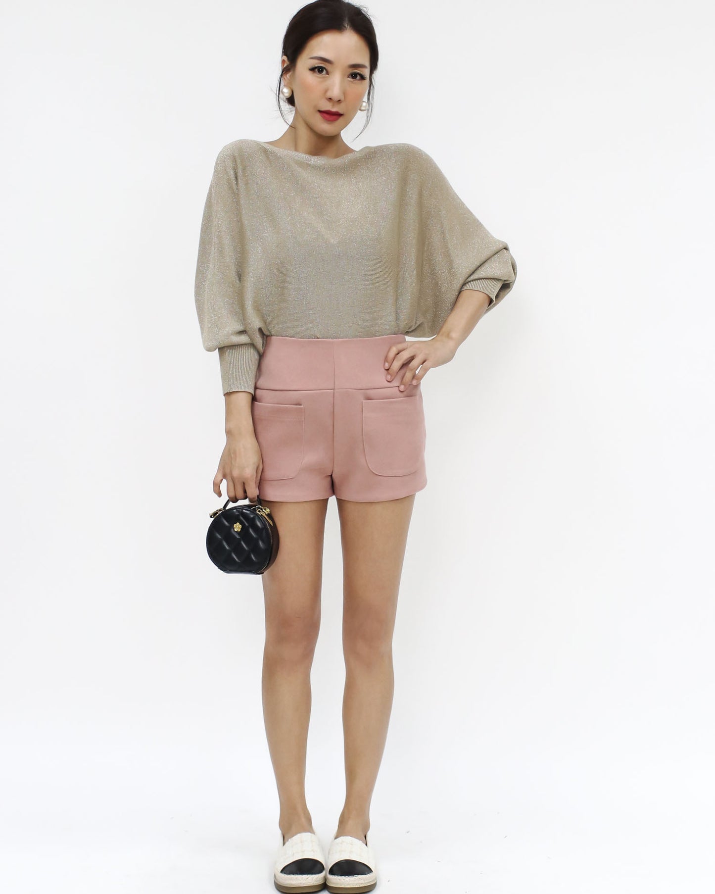 beige luxe batwing fine knitted top *pre-order*
