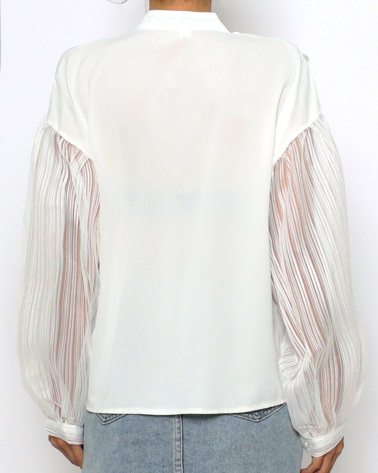 ivory organza stripes sleeves shirt *pre-order*