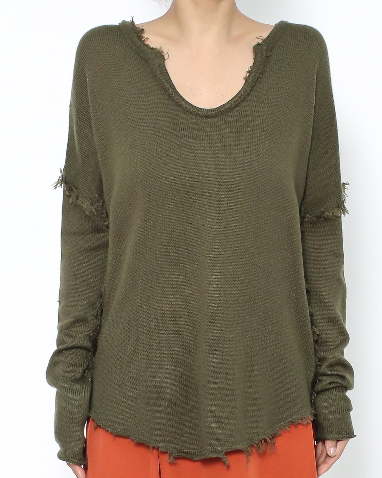 army green knitted top *pre-order*