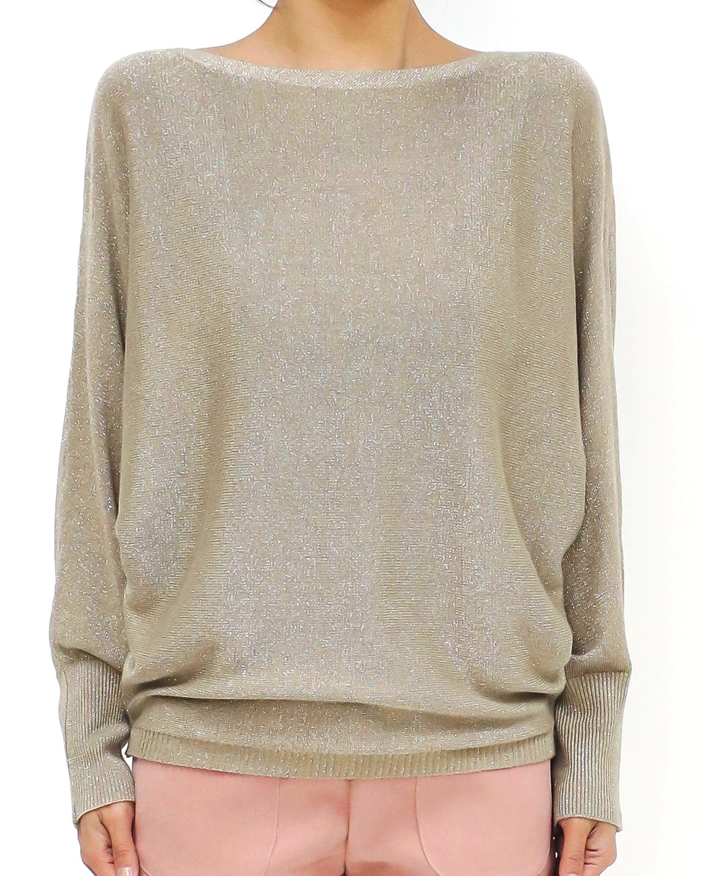 beige luxe batwing fine knitted top *pre-order*