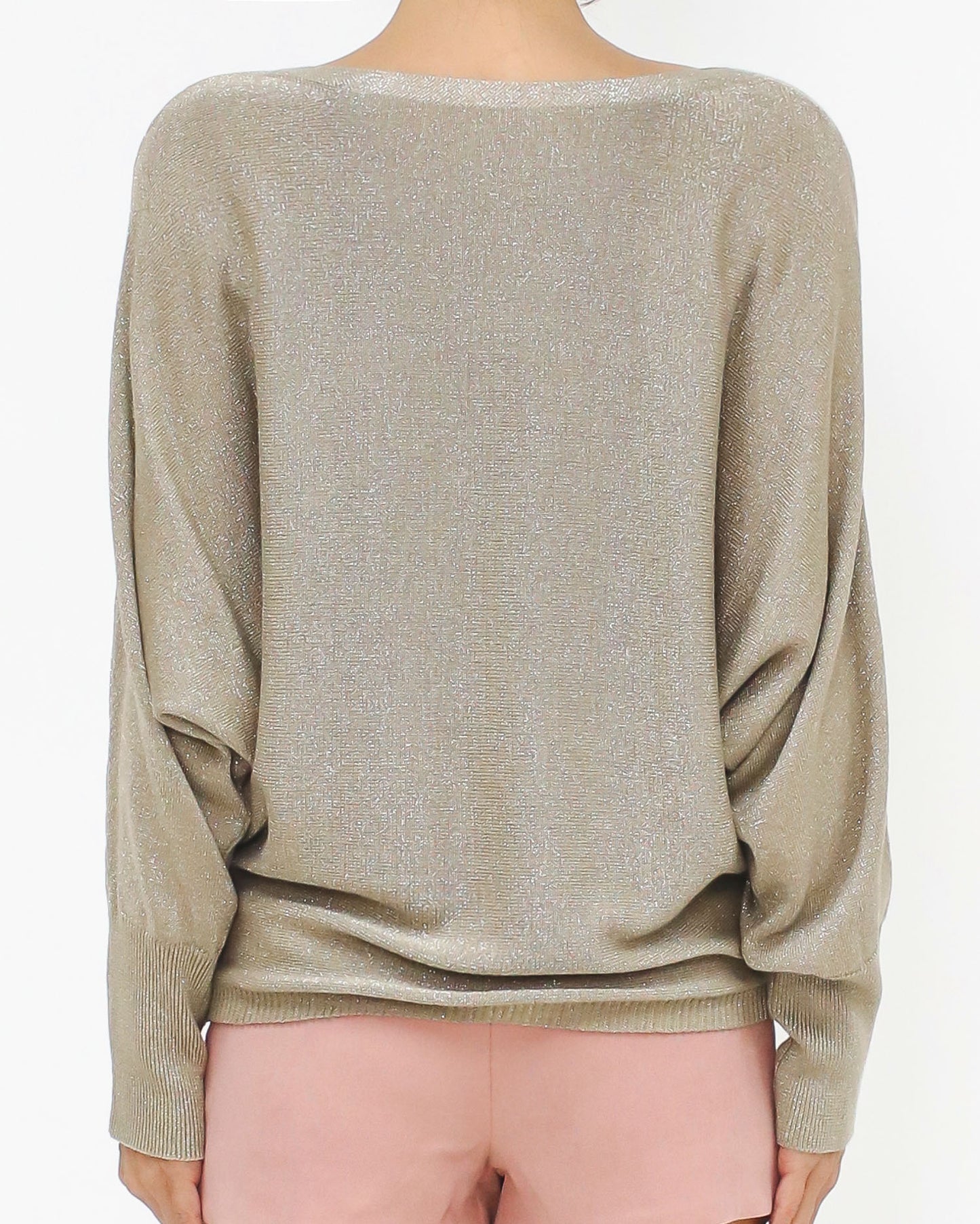 beige luxe batwing fine knitted top *pre-order*