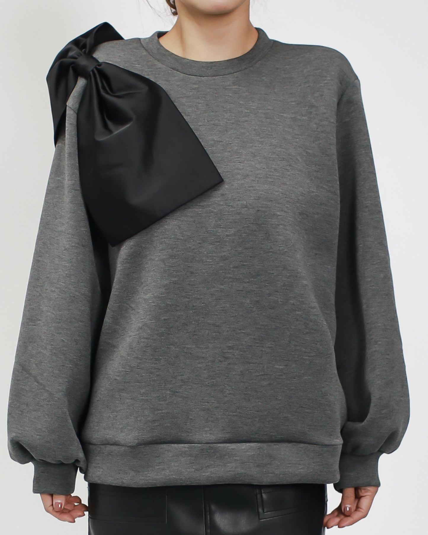 grey neoprene sweatshirt with black bow side *pre-order*
