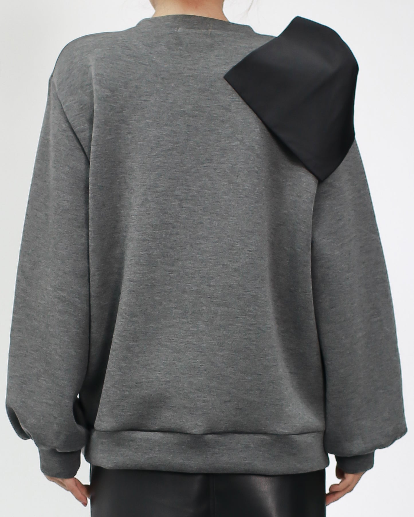 grey neoprene sweatshirt with black bow side *pre-order*