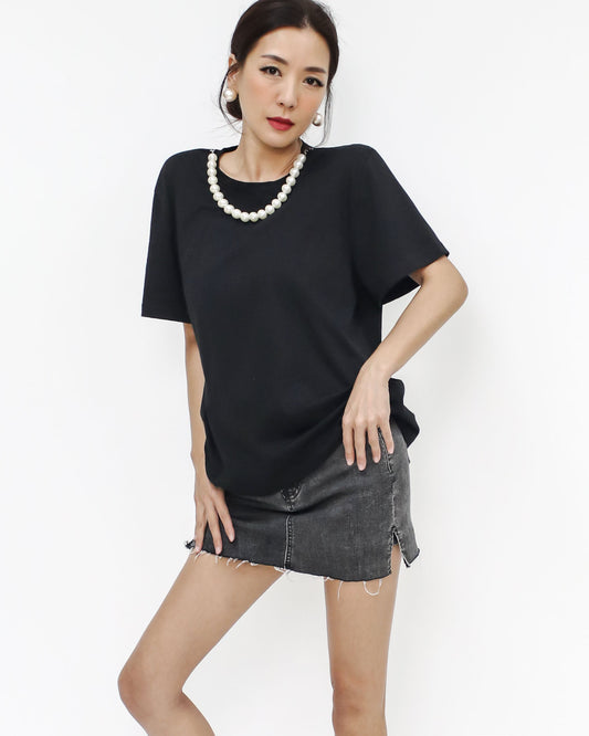 black pearl neckline tee