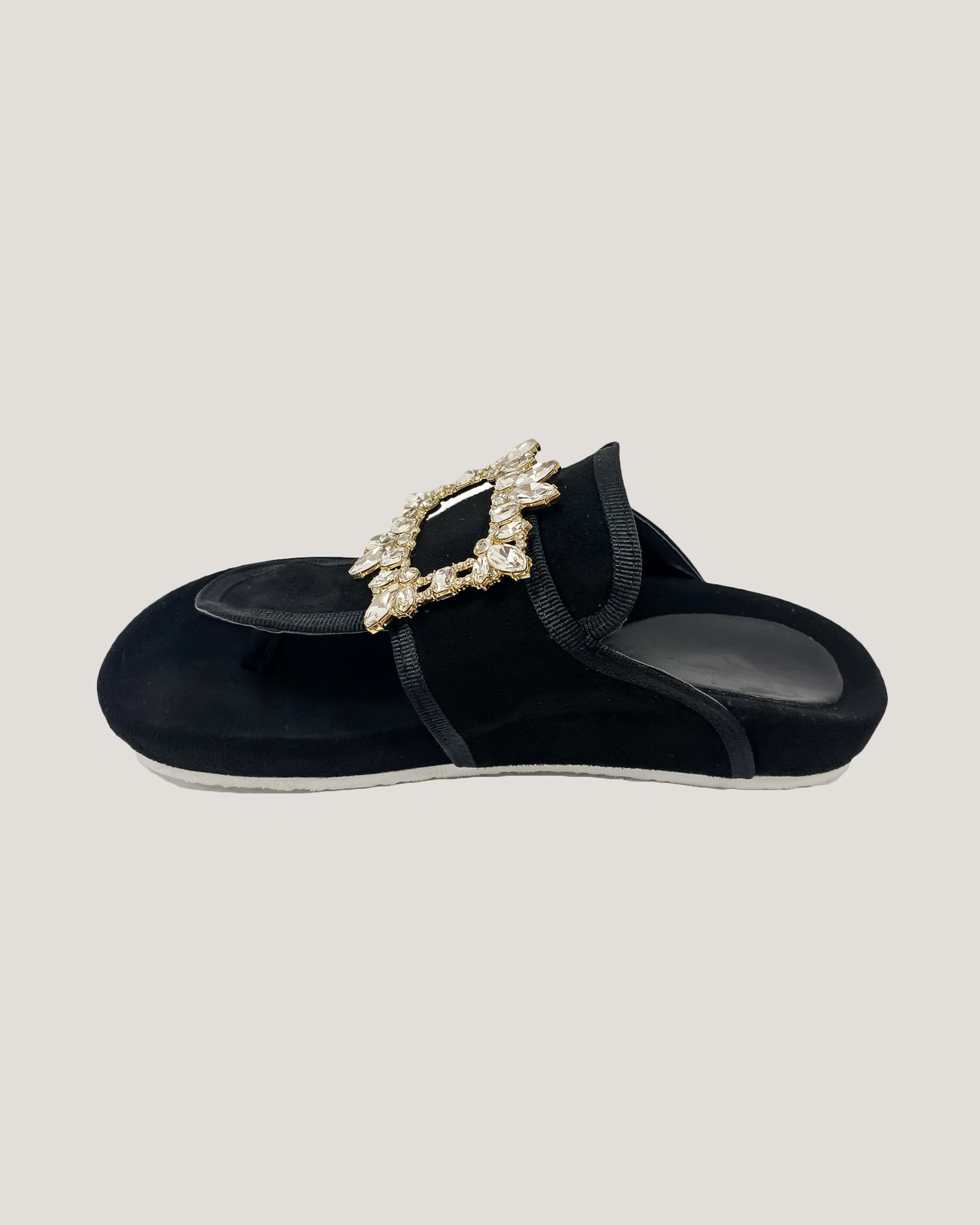 black suede diamonds sandals *pre-order*