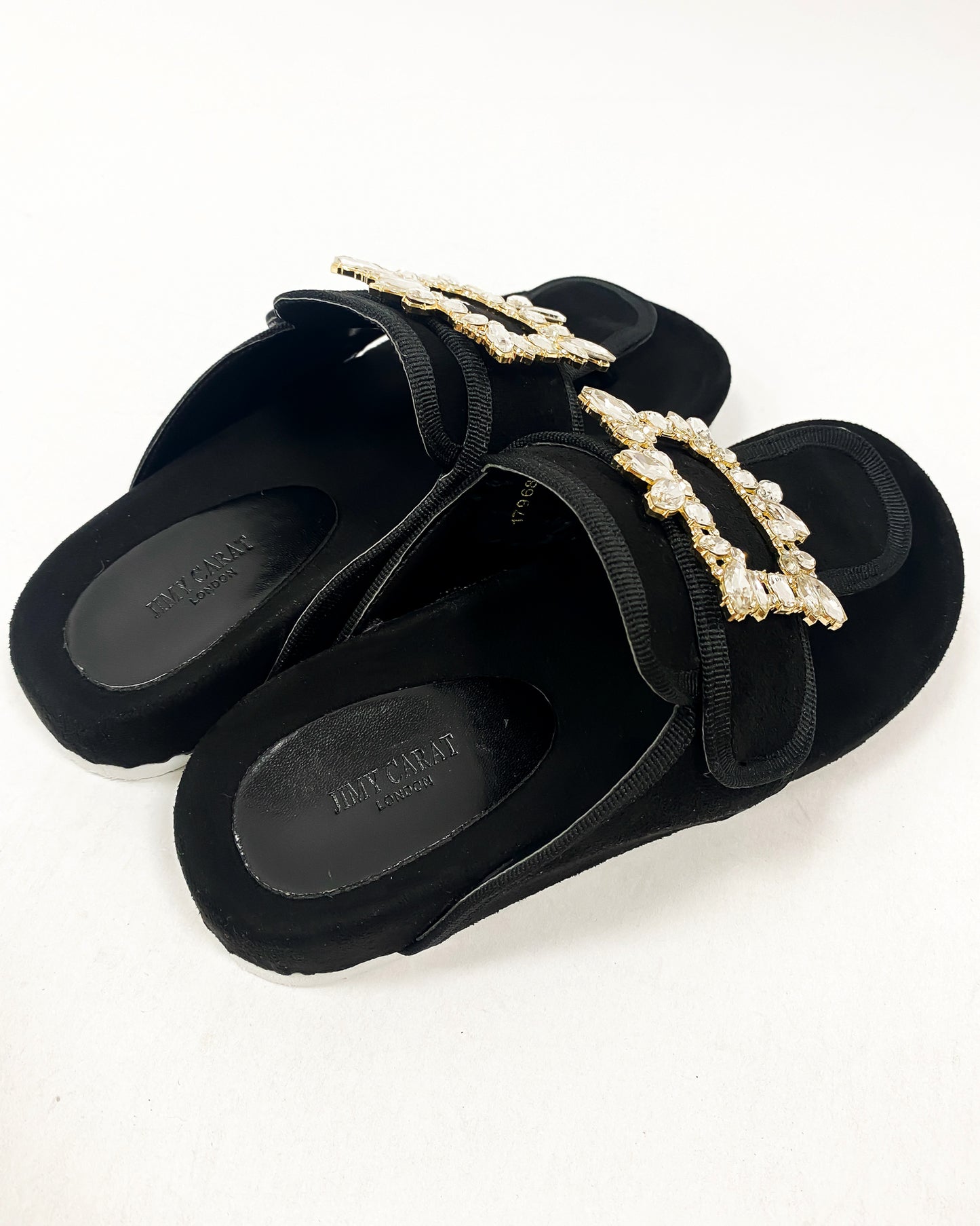 black suede diamonds sandals *pre-order*