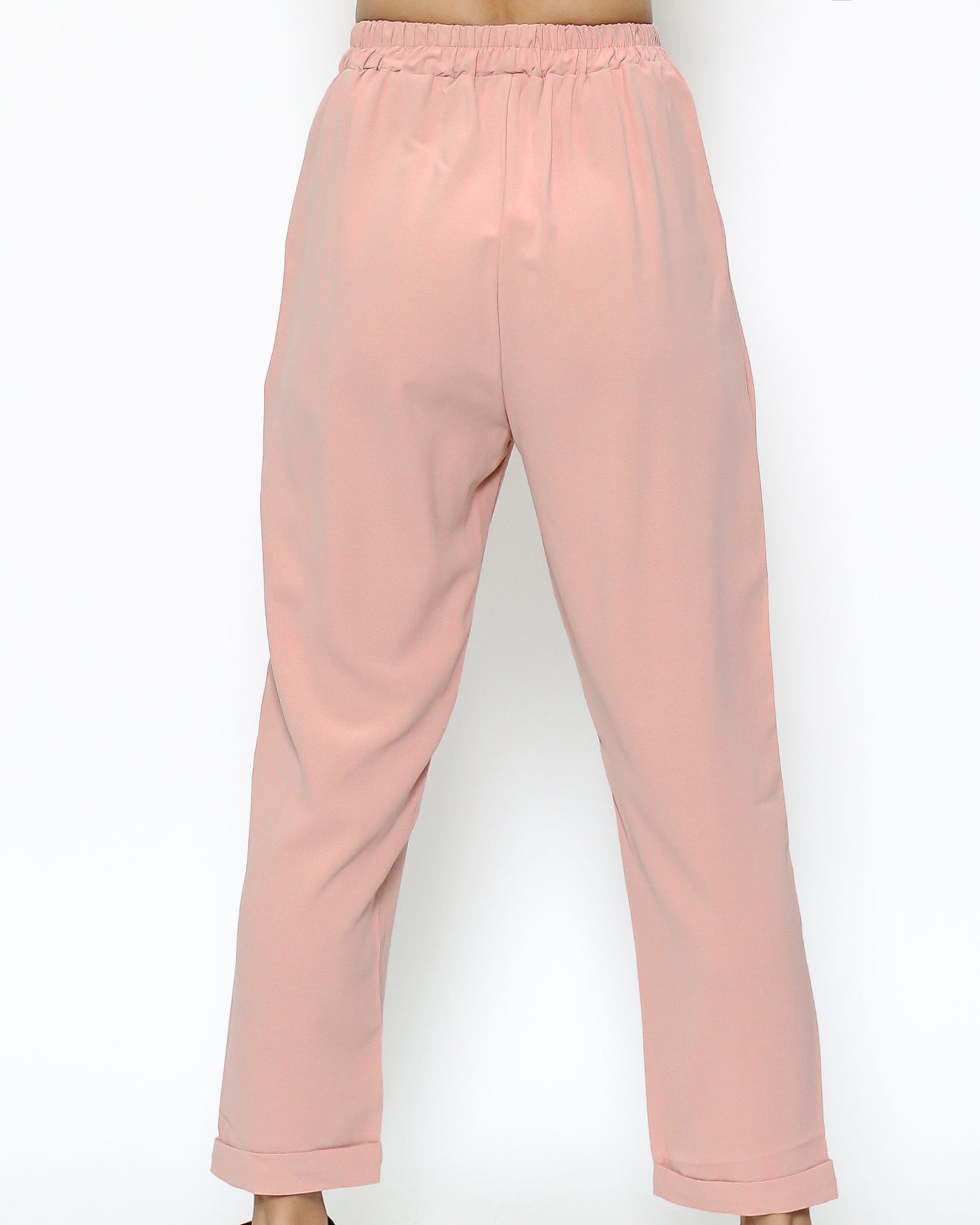 粉色雪紡西裝外套和褲子套裝 *預購*