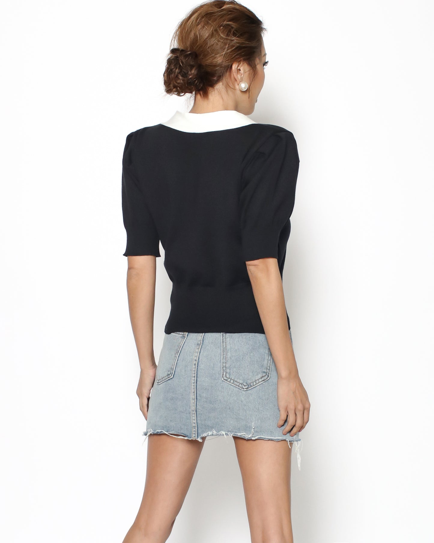 black & ivory hem knitted top *pre-order*